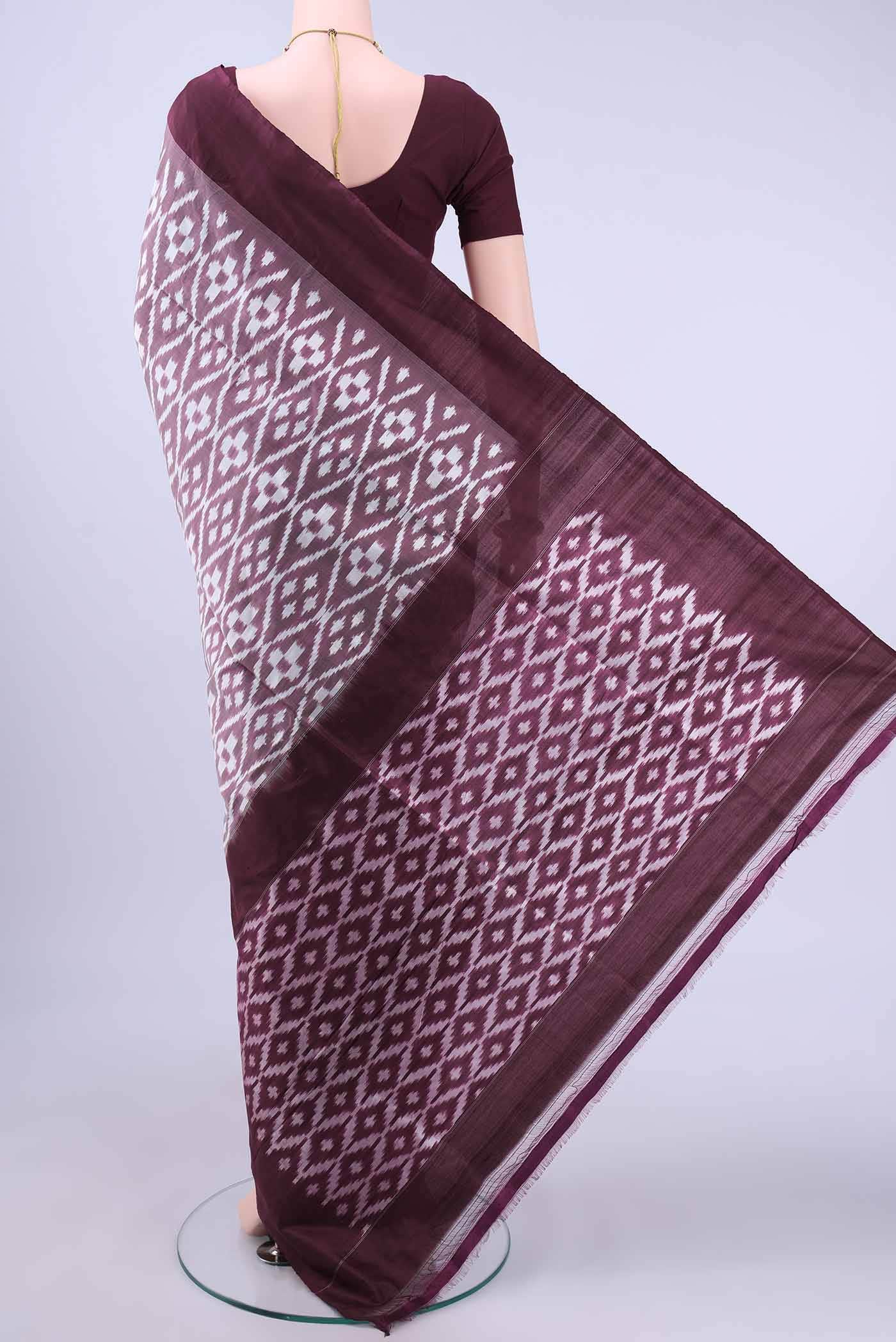 Burgundy Pochampally Silk Saree