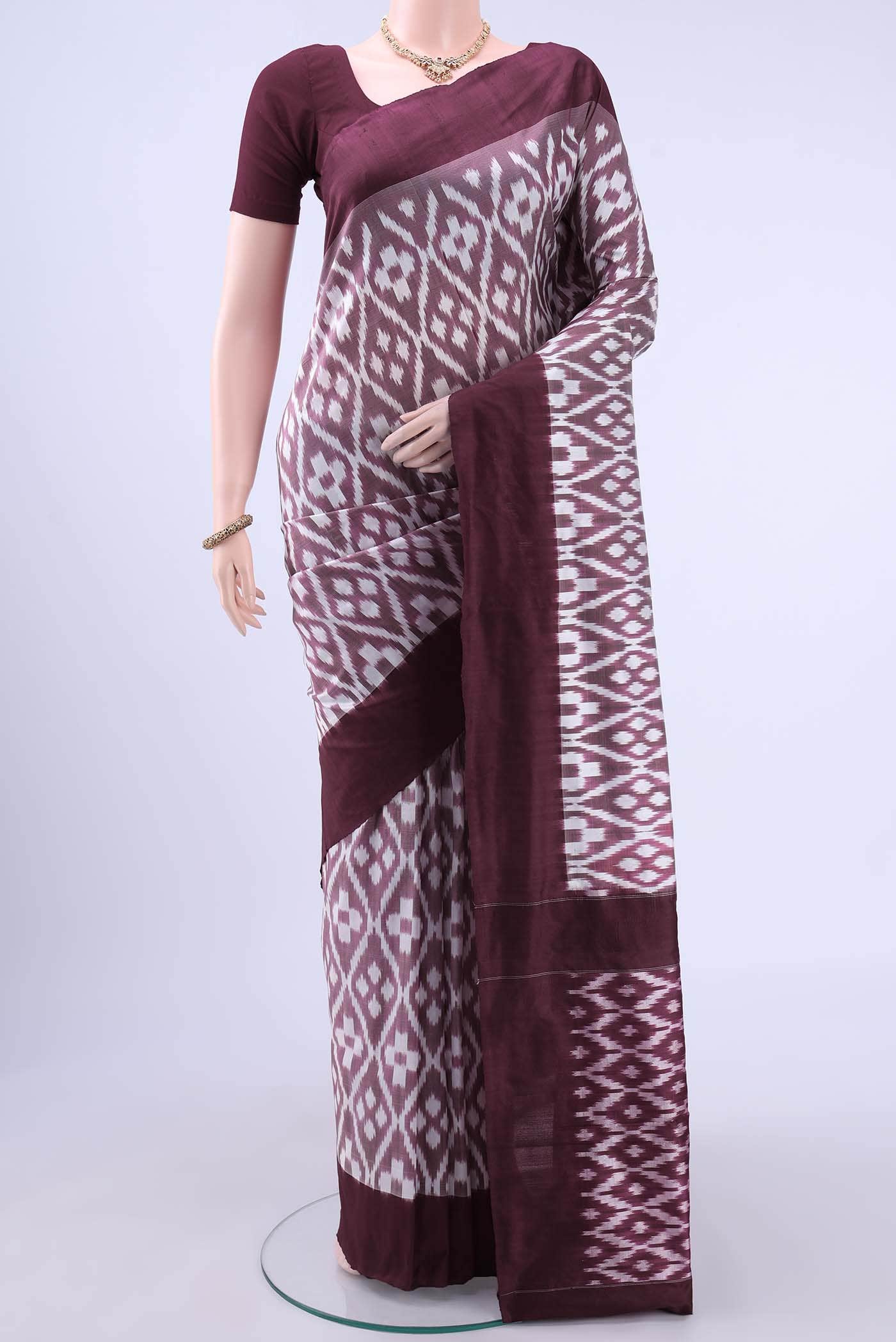Burgundy Pochampally Silk Saree