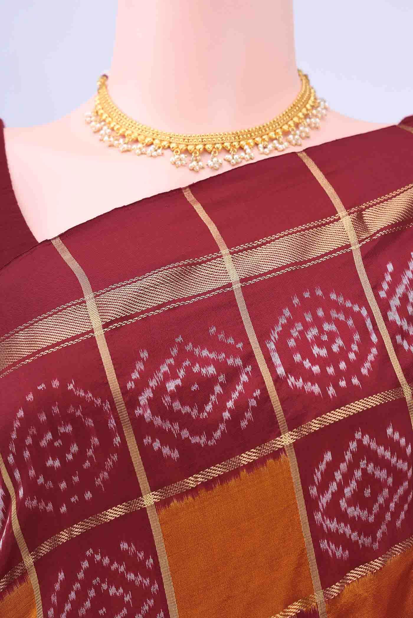 Mustard Pochampally Silk Saree