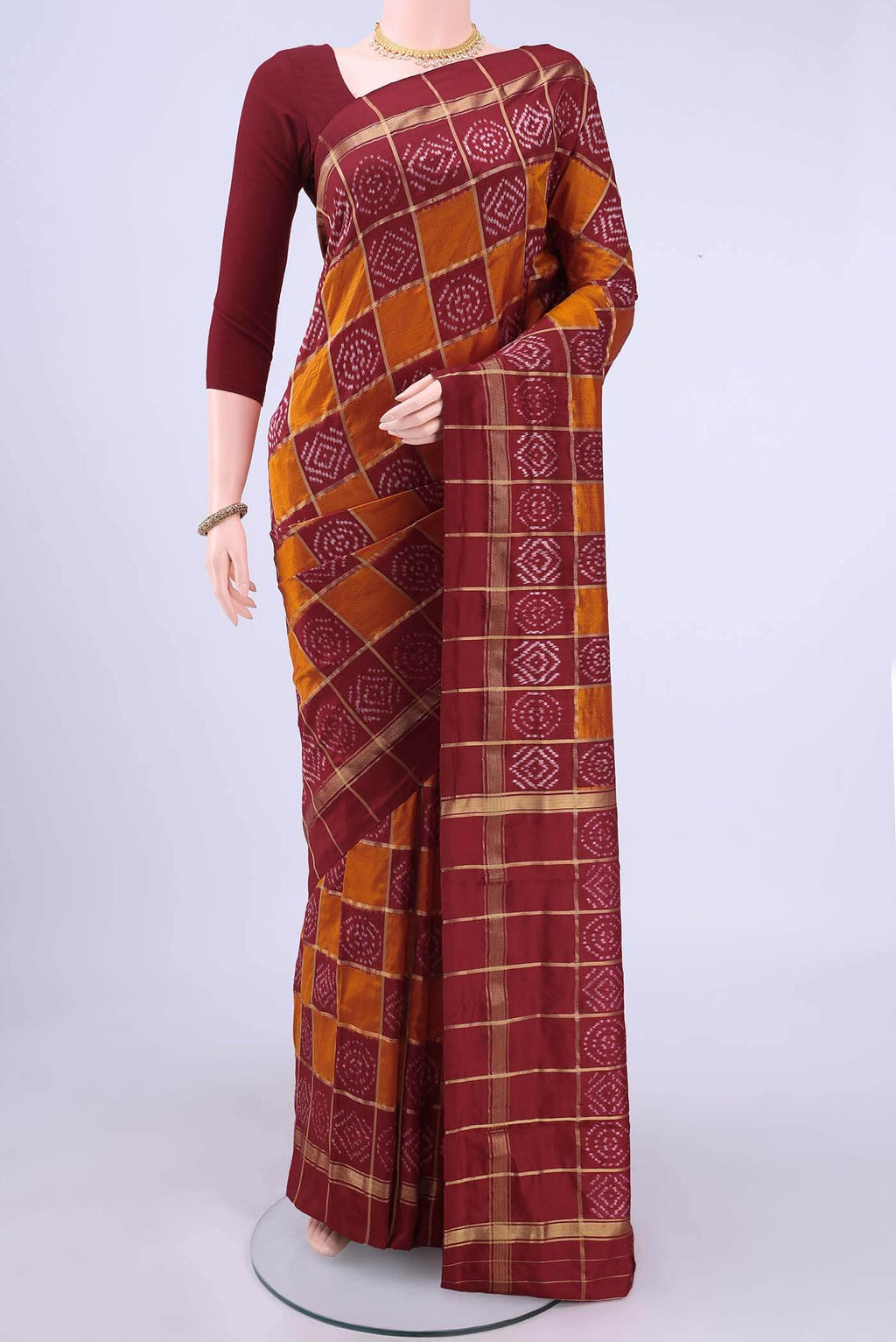 Mustard Pochampally Silk Saree