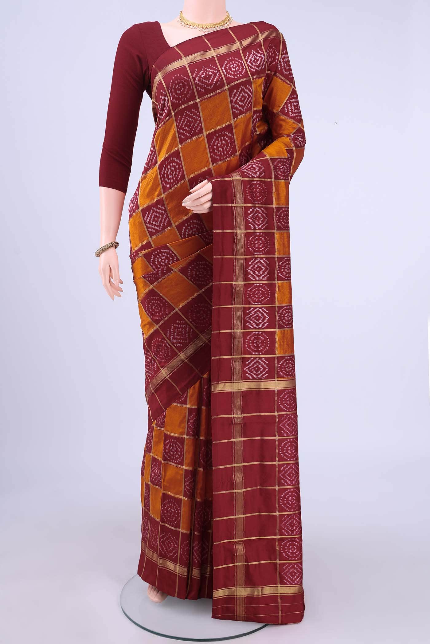 Mustard Pochampally Silk Saree