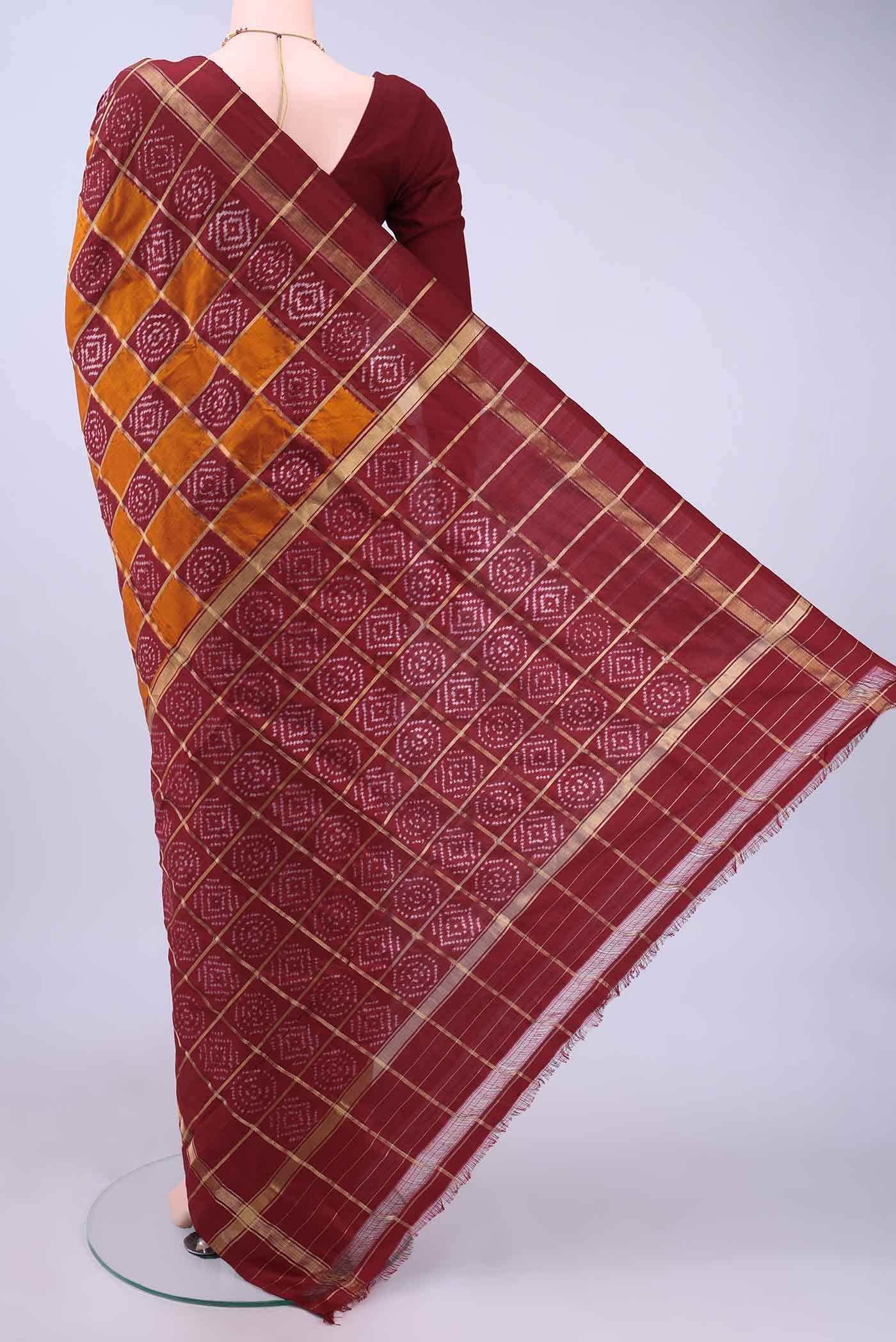 Mustard Pochampally Silk Saree