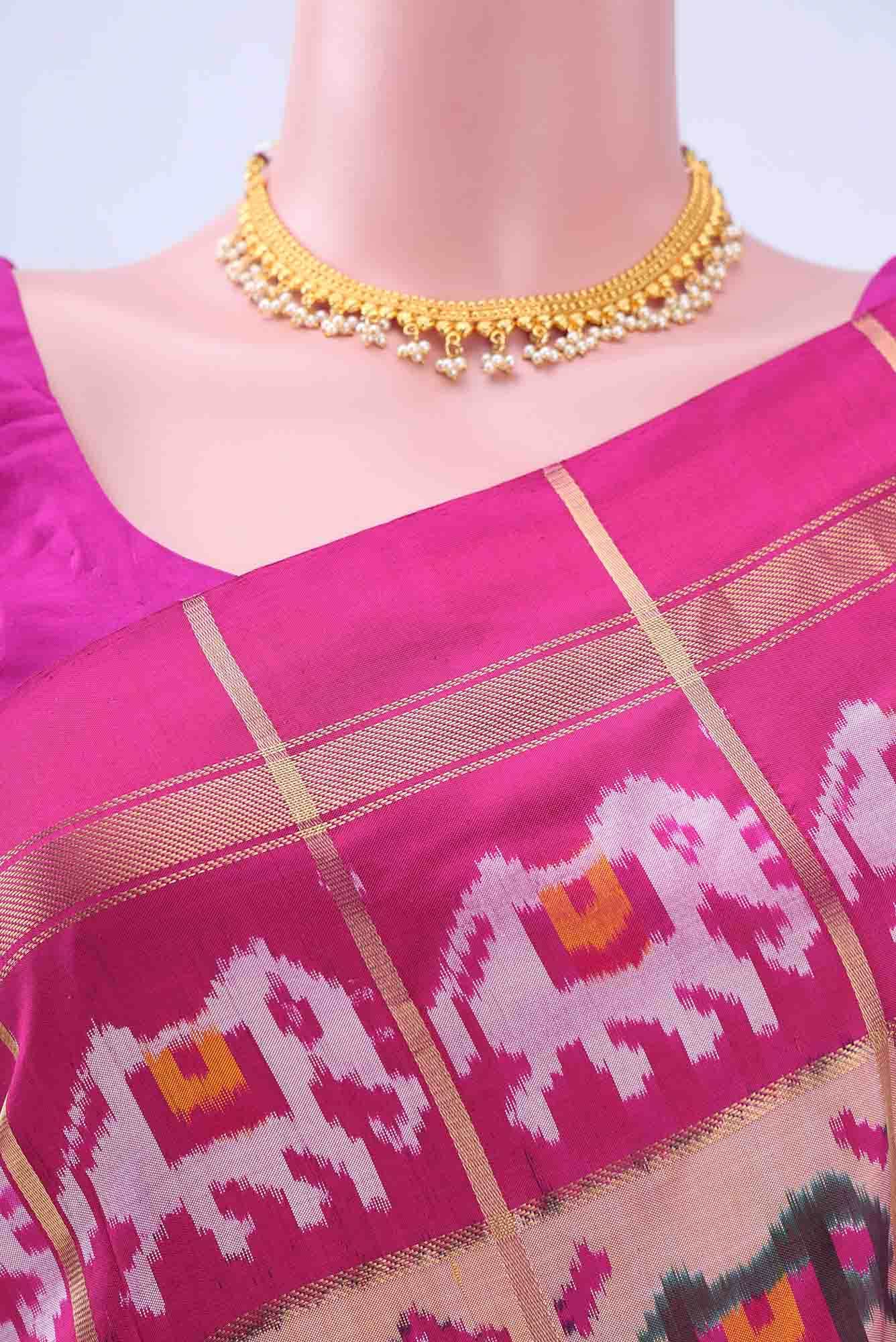 Peach Pochampally Silk Saree
