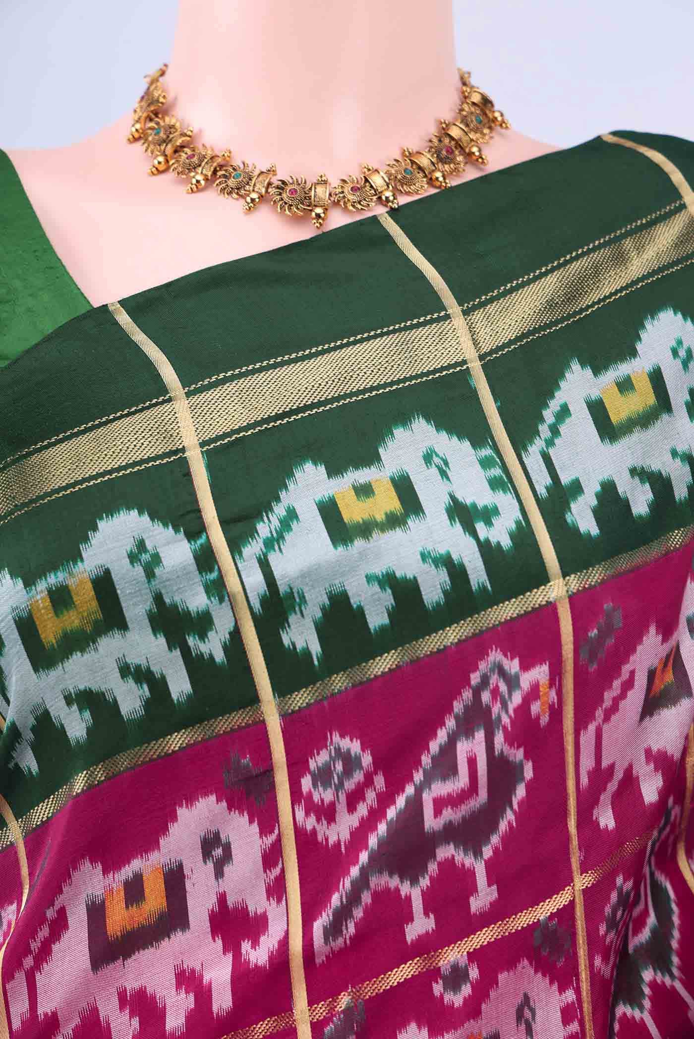 Dark Pink Pochampally Silk Saree