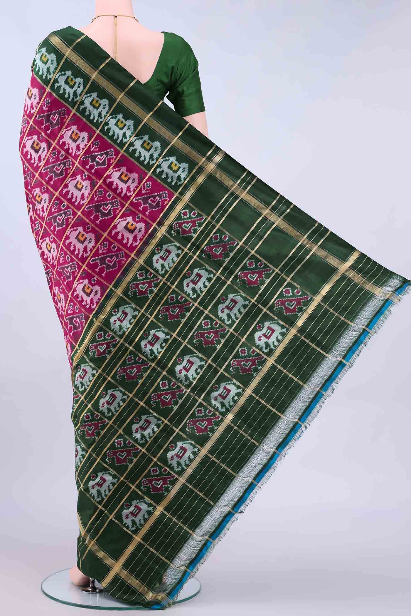 Dark Pink Pochampally Silk Saree