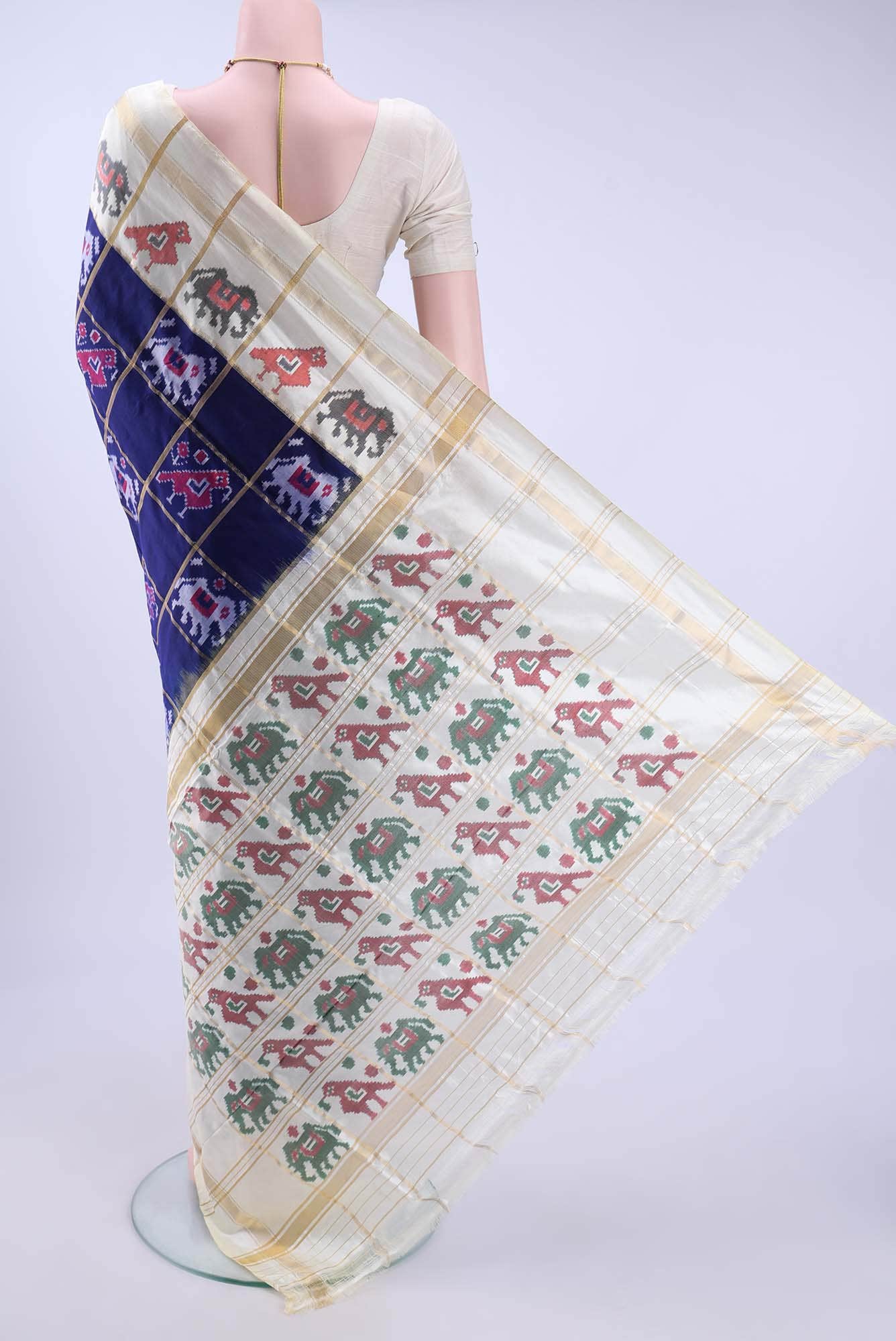Navy Blue Pochampally Silk Saree