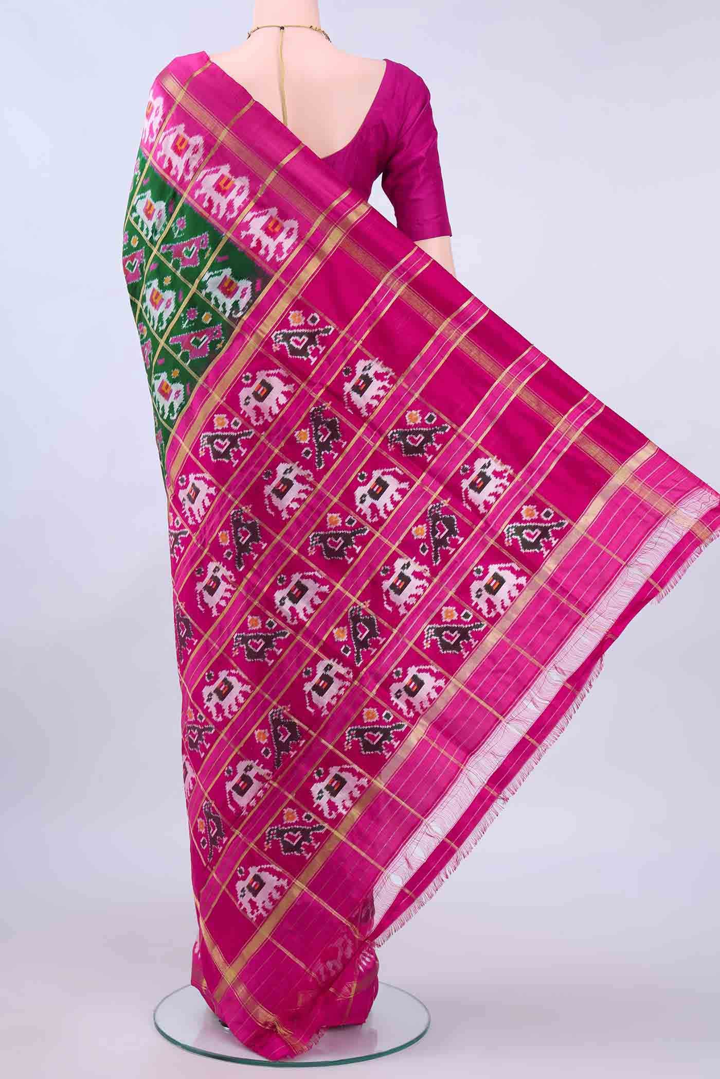 Bottle Green Pochampally Silk Saree