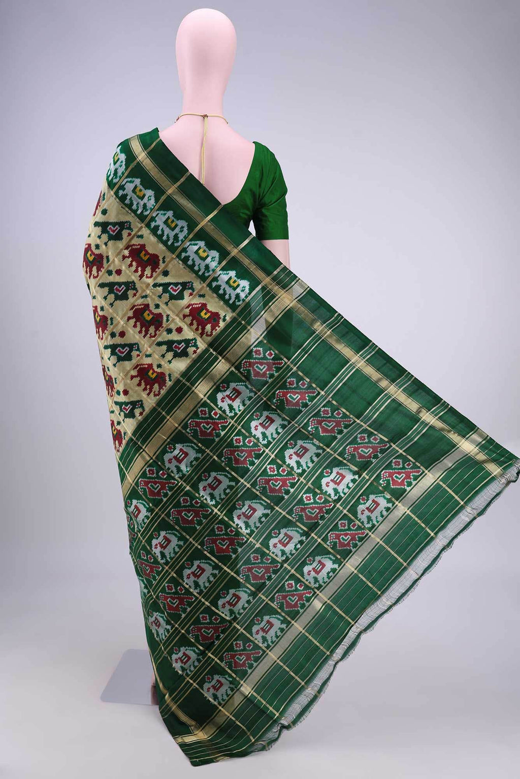 Beige Pochampally Silk Saree