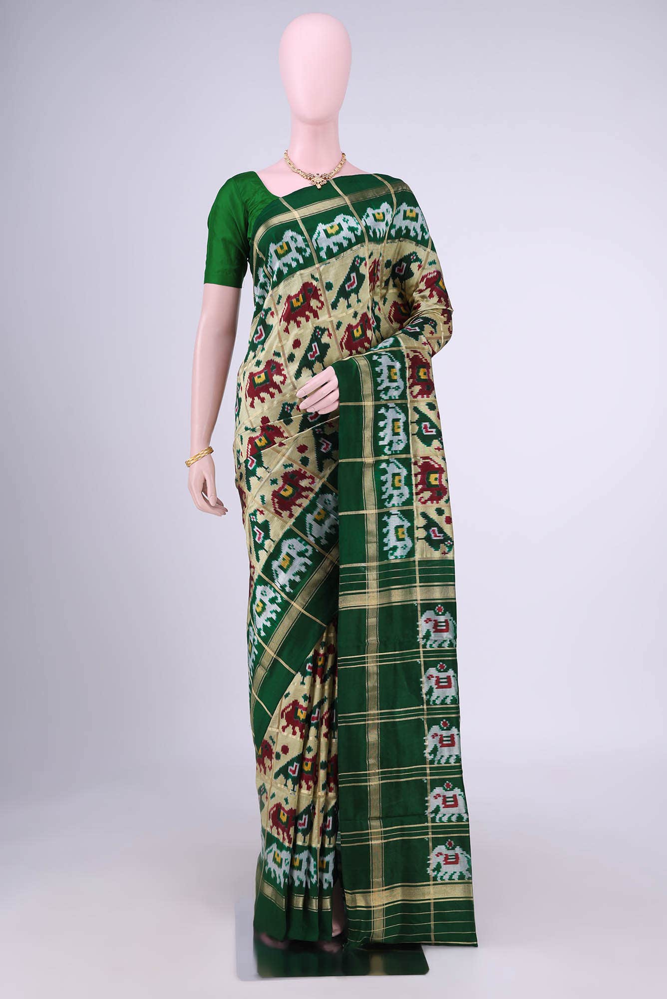 Beige Pochampally Silk Saree