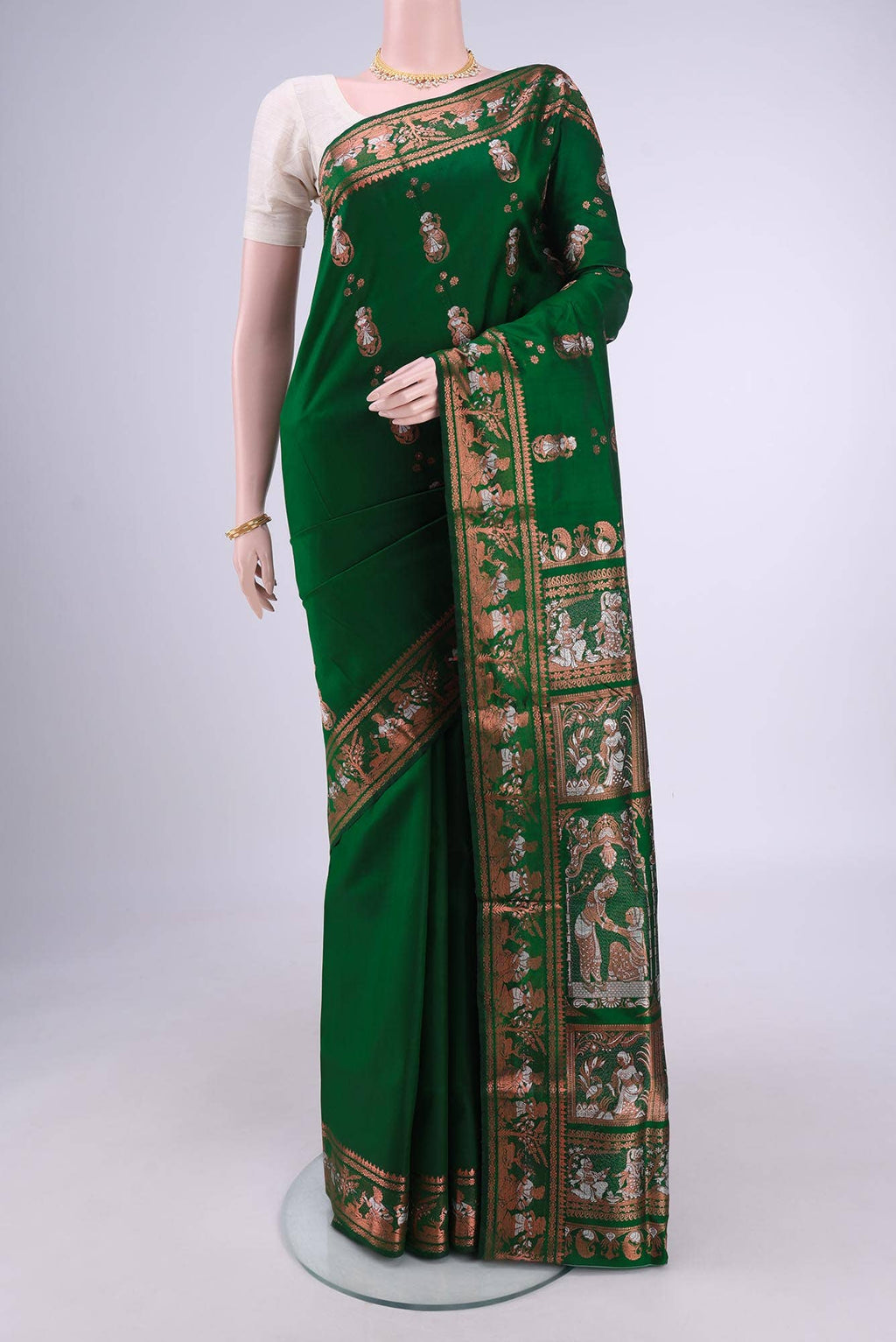 Blue with Green Dual Tone Baluchari Silk Saree