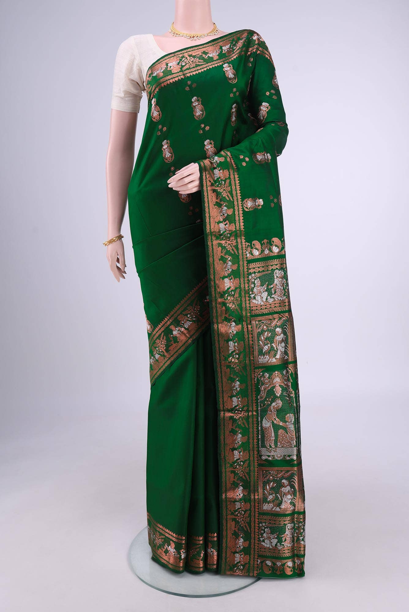 Blue with Green Dual Tone Baluchari Silk Saree