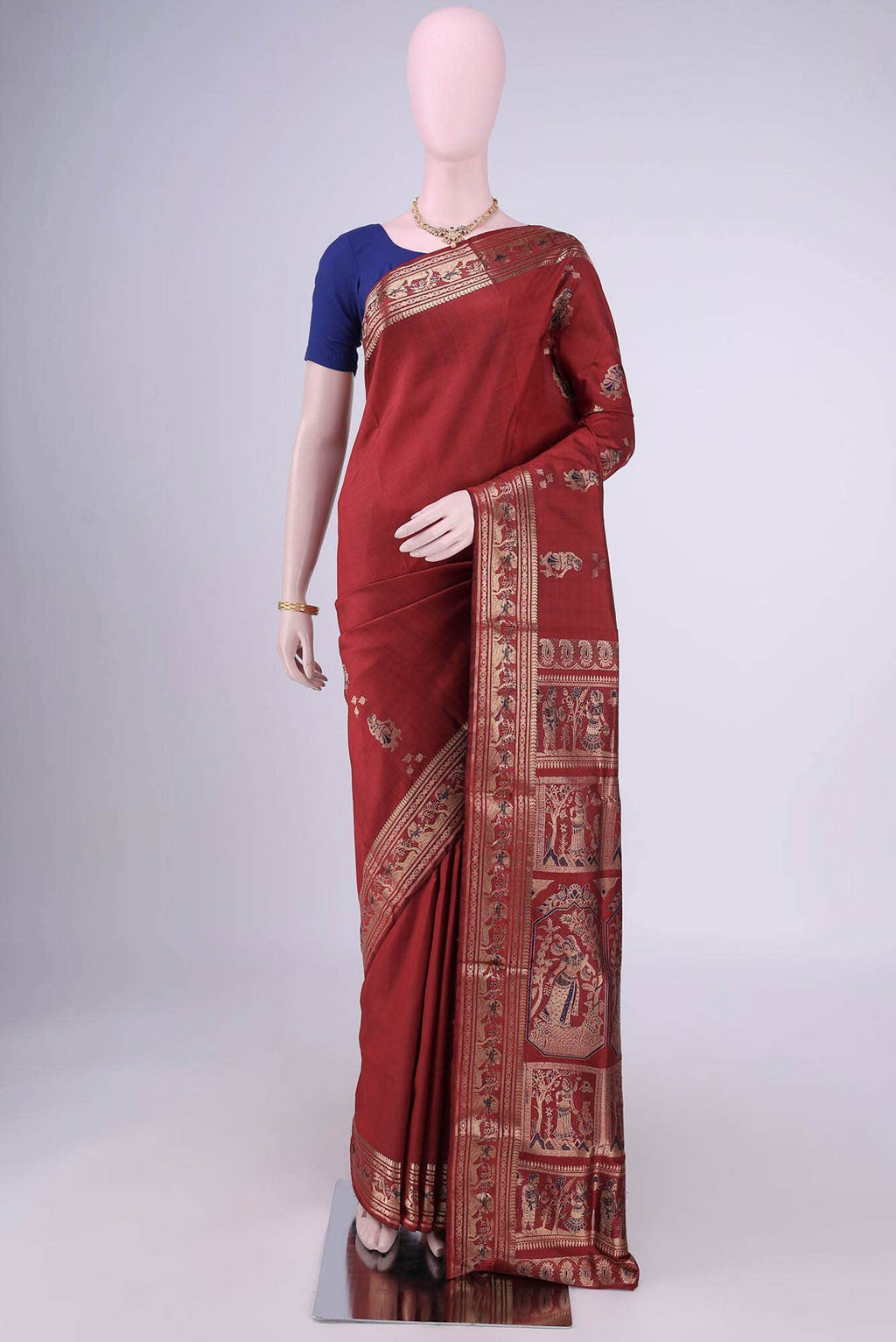 Blue with Green Dual Tone Baluchari Silk Saree