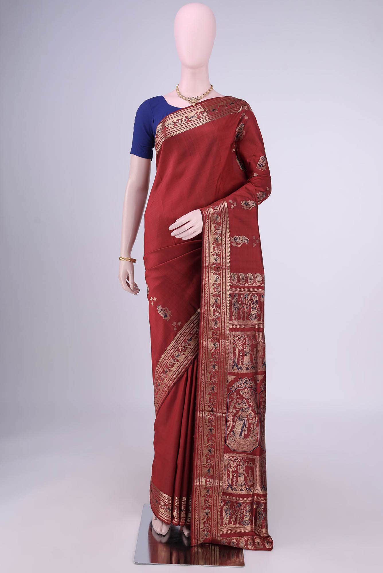 Blue with Green Dual Tone Baluchari Silk Saree