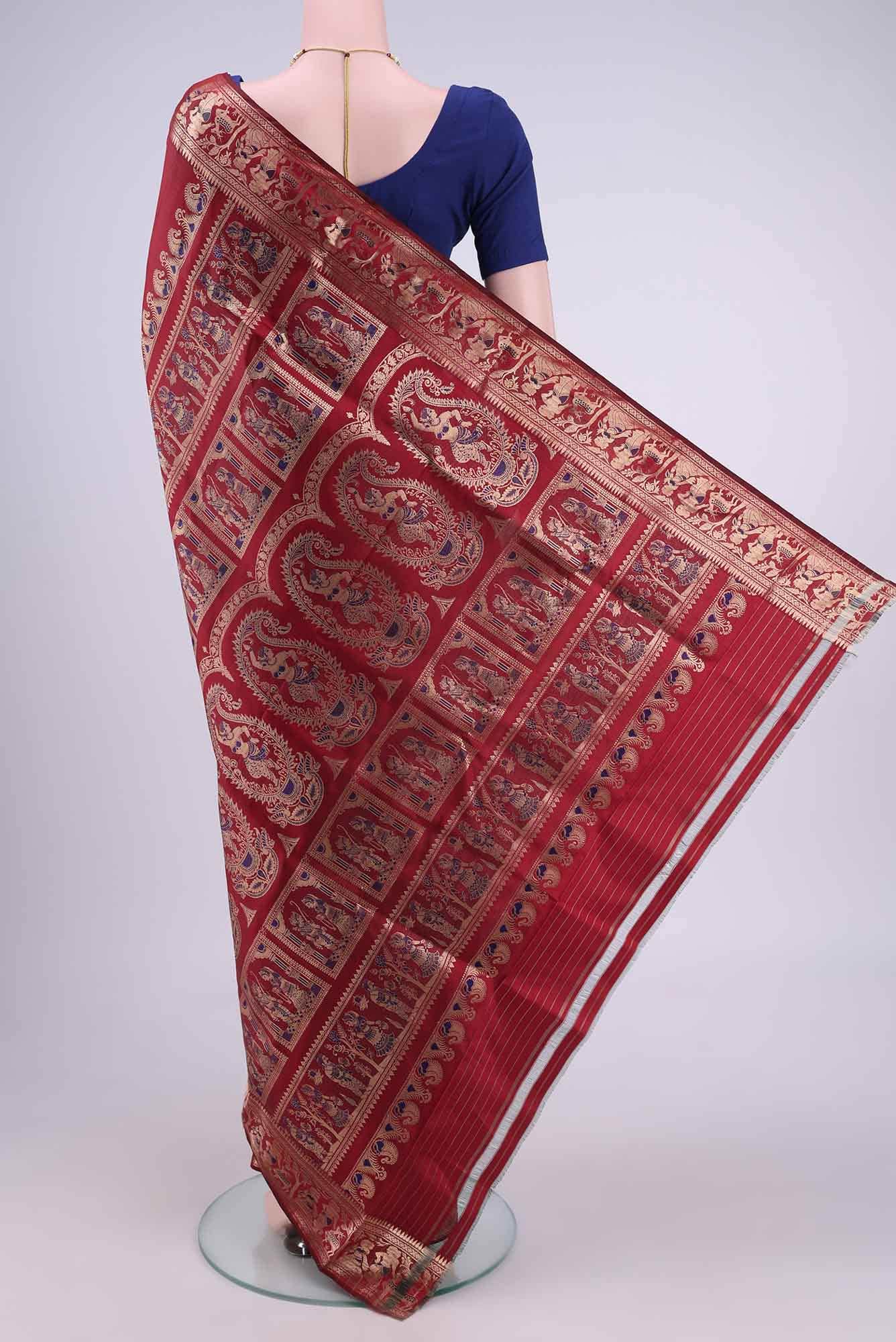 Blue with Green Dual Tone Baluchari Silk Saree