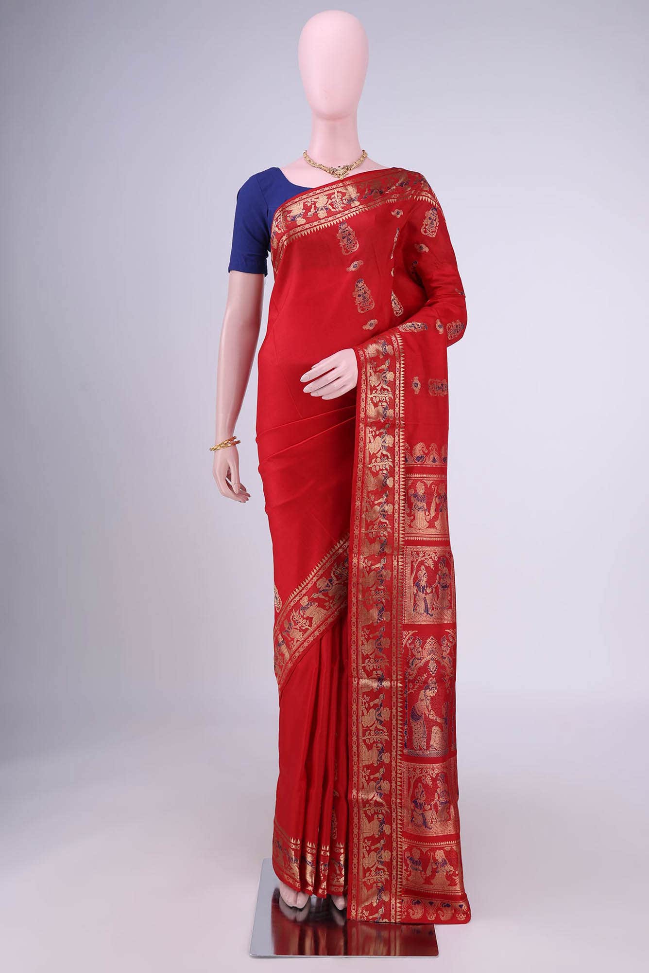 Blue with Green Dual Tone Baluchari Silk Saree