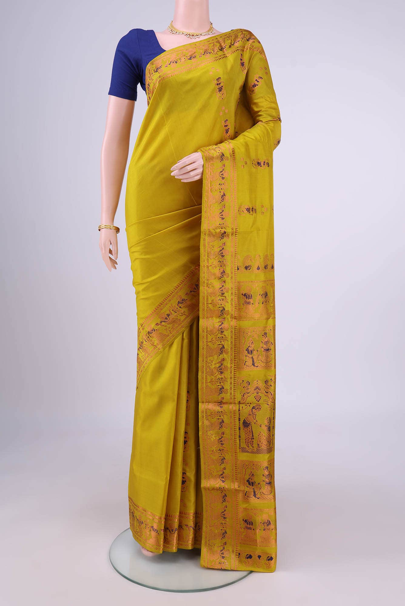 Blue with Green Dual Tone Baluchari Silk Saree