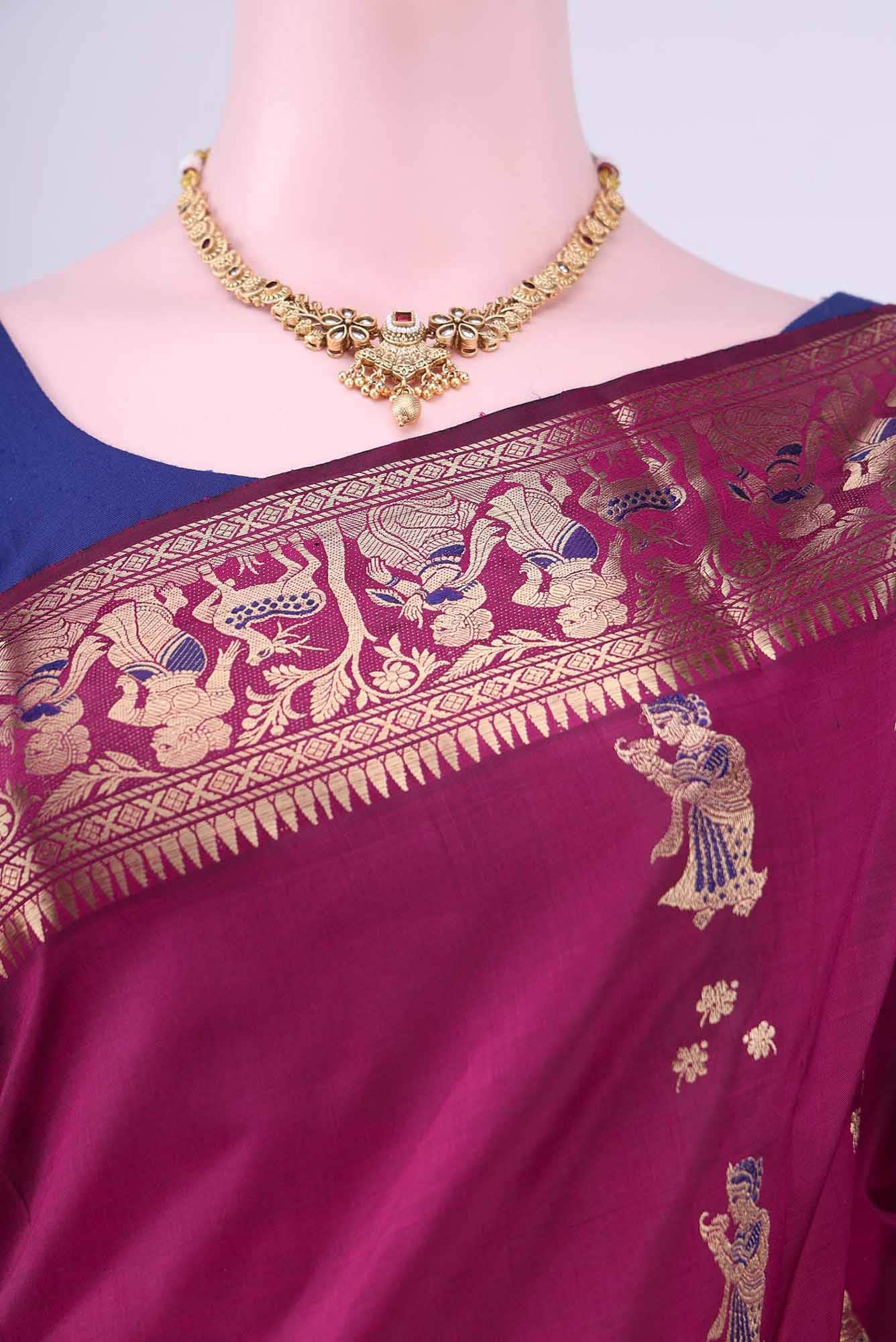 Blue with Green Dual Tone Baluchari Silk Saree