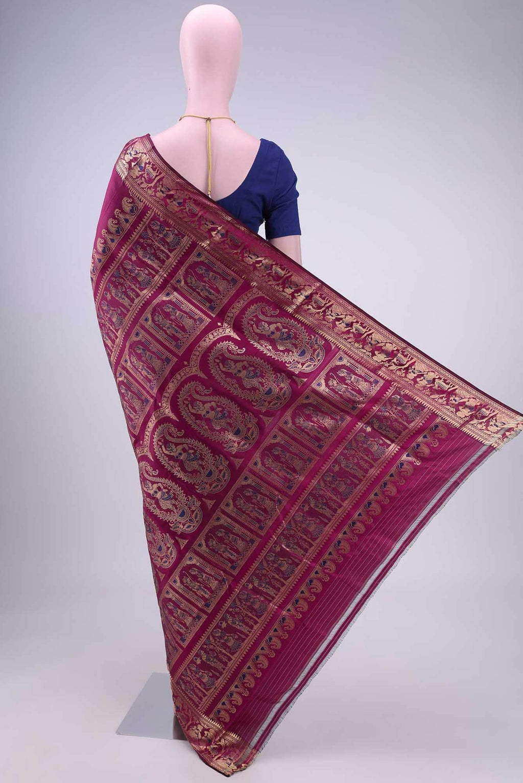 Blue with Green Dual Tone Baluchari Silk Saree