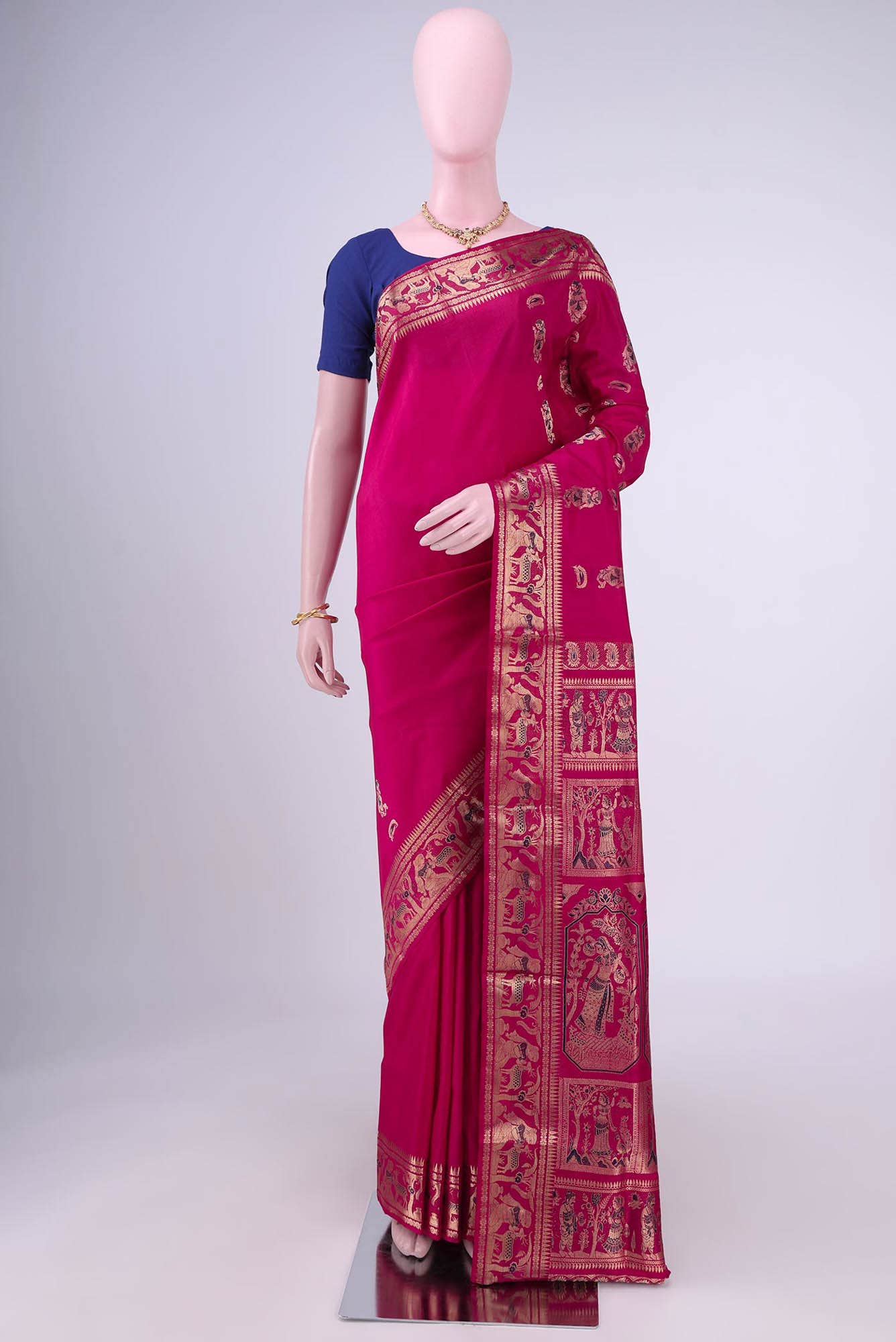 Blue with Green Dual Tone Baluchari Silk Saree