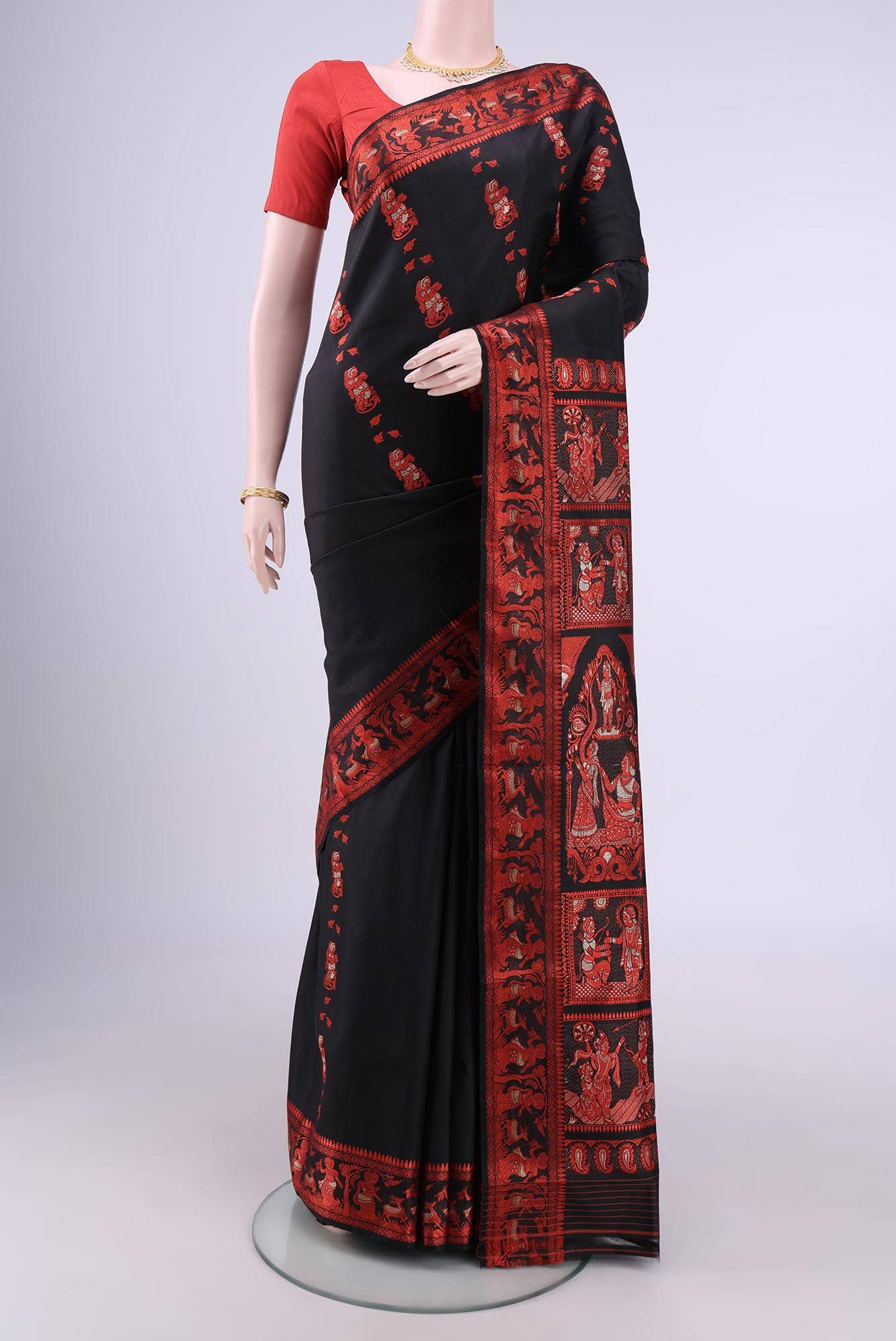 Blue with Green Dual Tone Baluchari Silk Saree