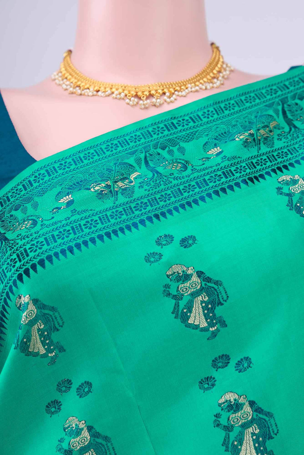 Blue with Green Dual Tone Baluchari Silk Saree