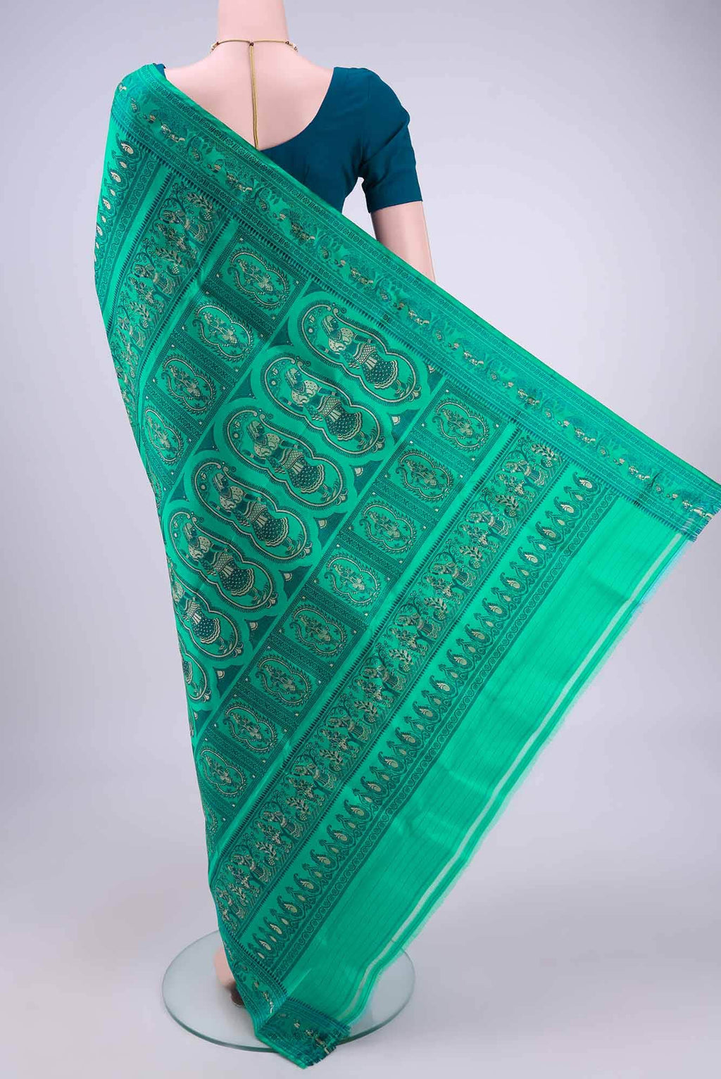 Blue with Green Dual Tone Baluchari Silk Saree