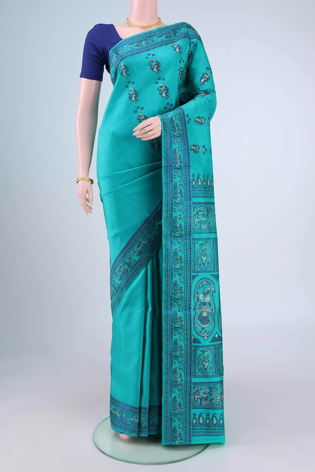 Blue with Green Dual Tone Baluchari Silk Saree