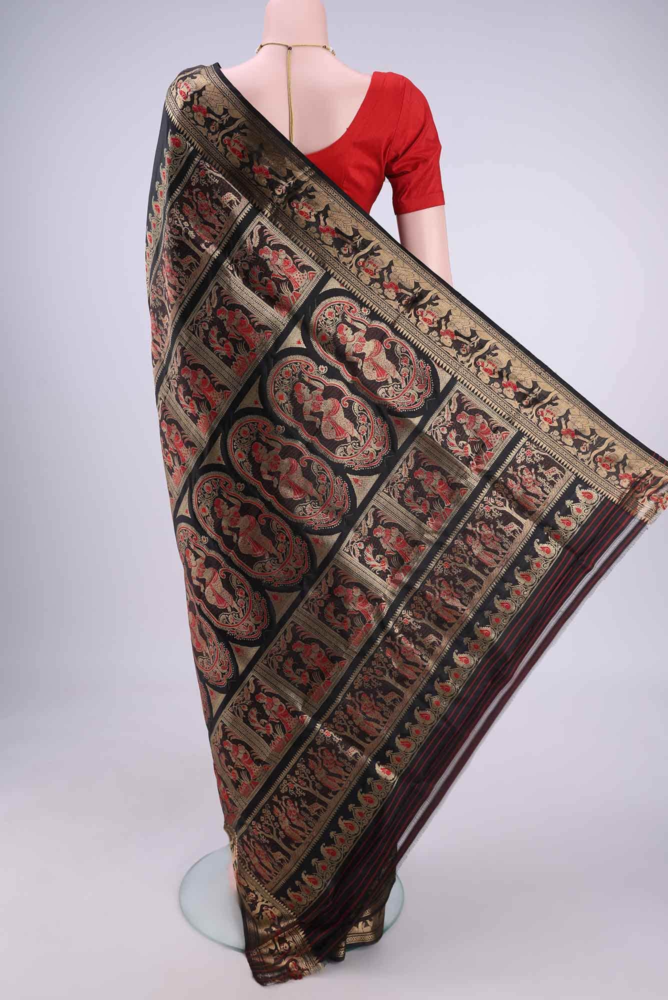 Blue with Green Dual Tone Baluchari Silk Saree