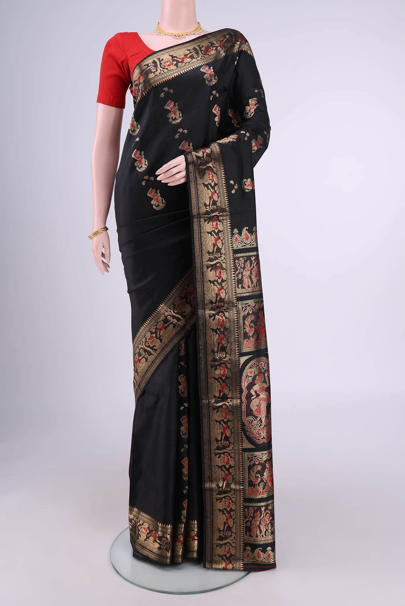 Blue with Green Dual Tone Baluchari Silk Saree