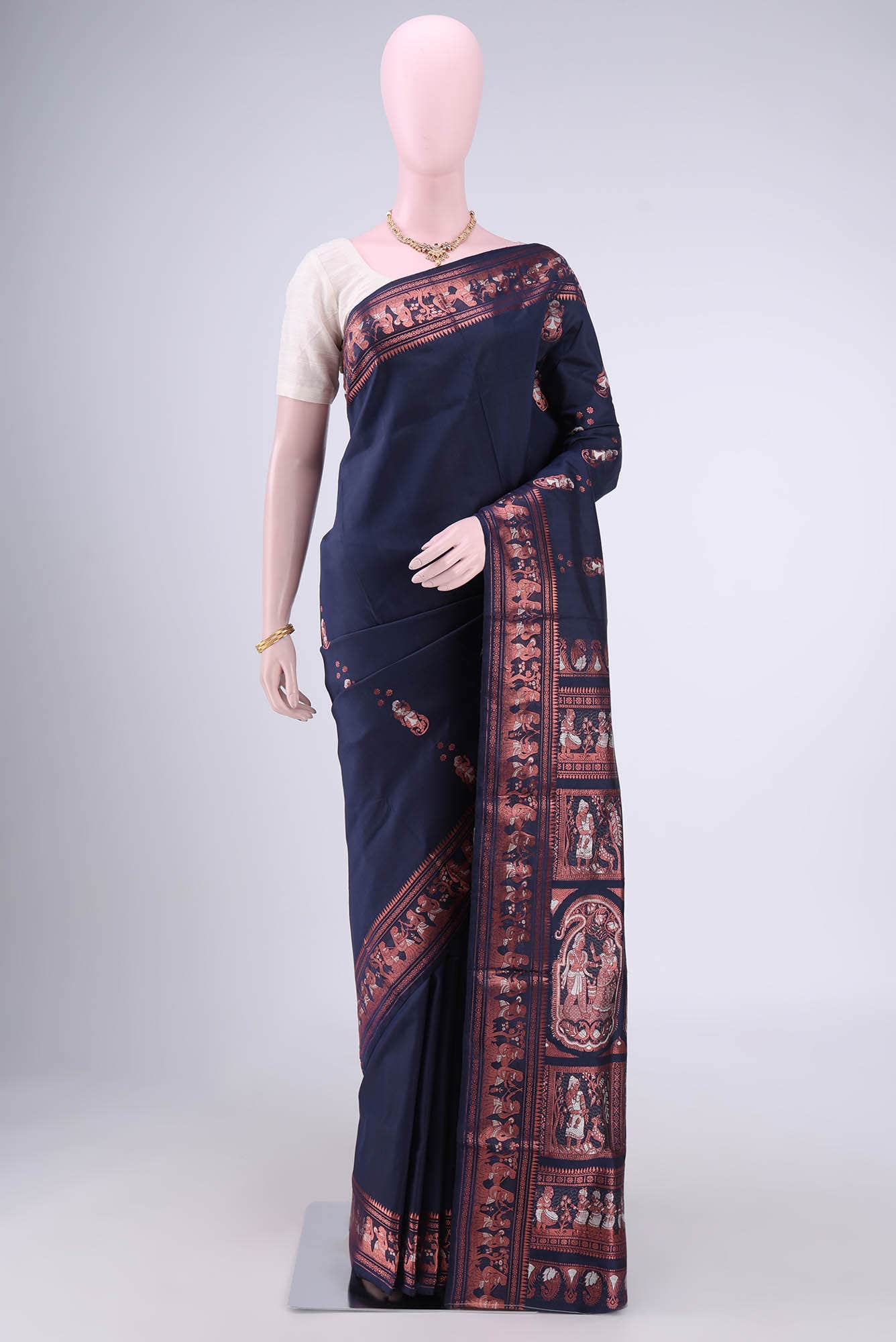 Blue with Green Dual Tone Baluchari Silk Saree