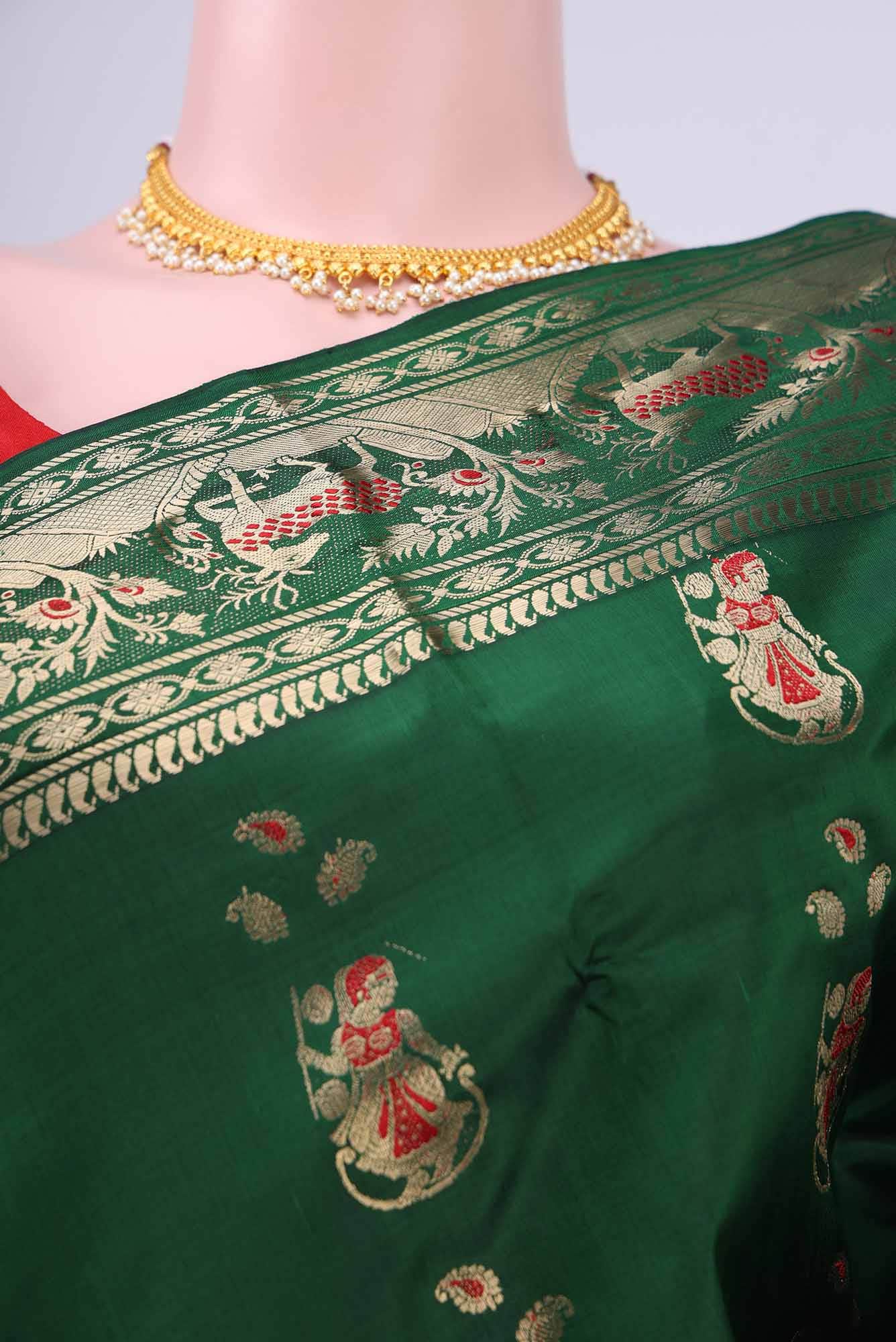 Blue with Green Dual Tone Baluchari Silk Saree