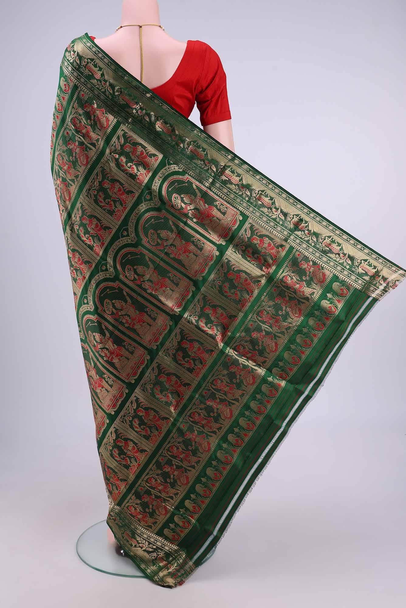 Blue with Green Dual Tone Baluchari Silk Saree