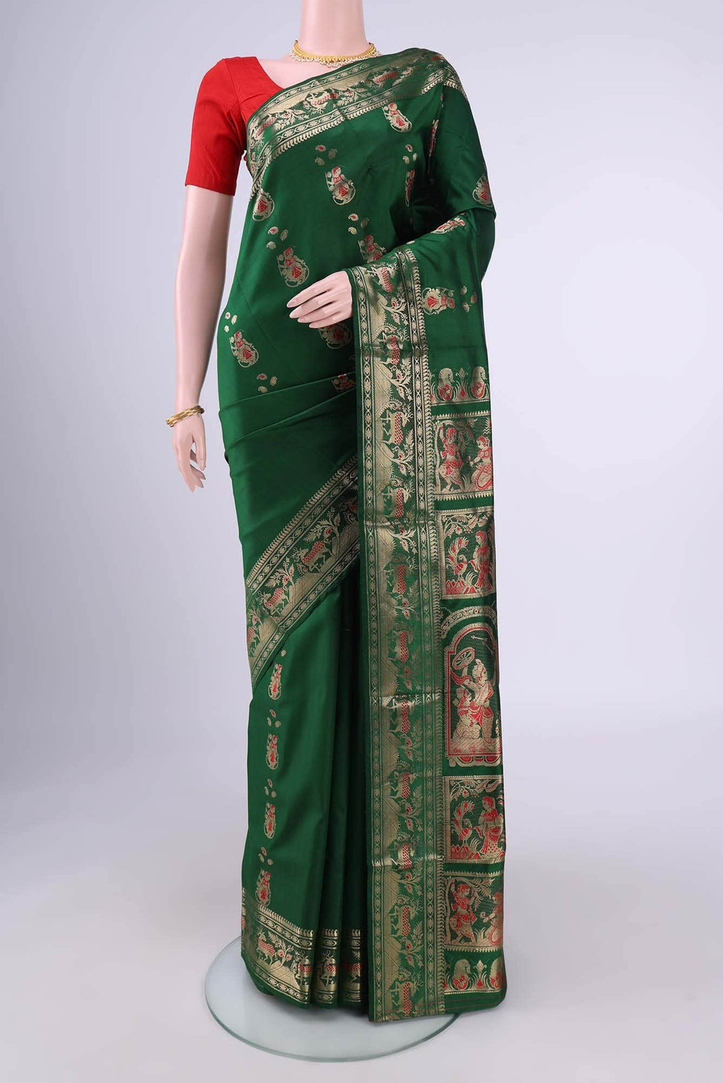 Blue with Green Dual Tone Baluchari Silk Saree