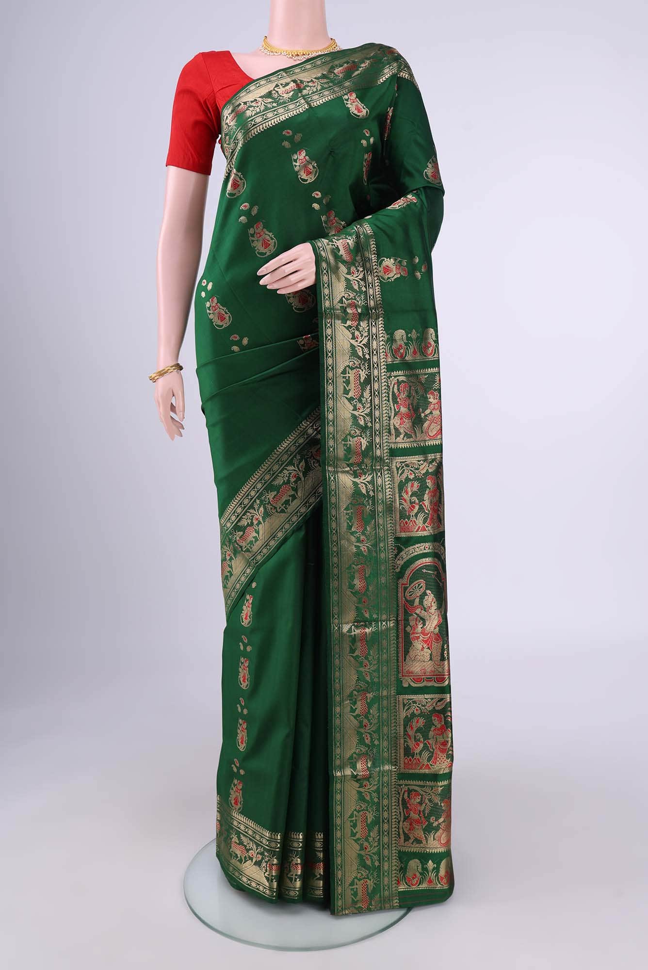 Blue with Green Dual Tone Baluchari Silk Saree