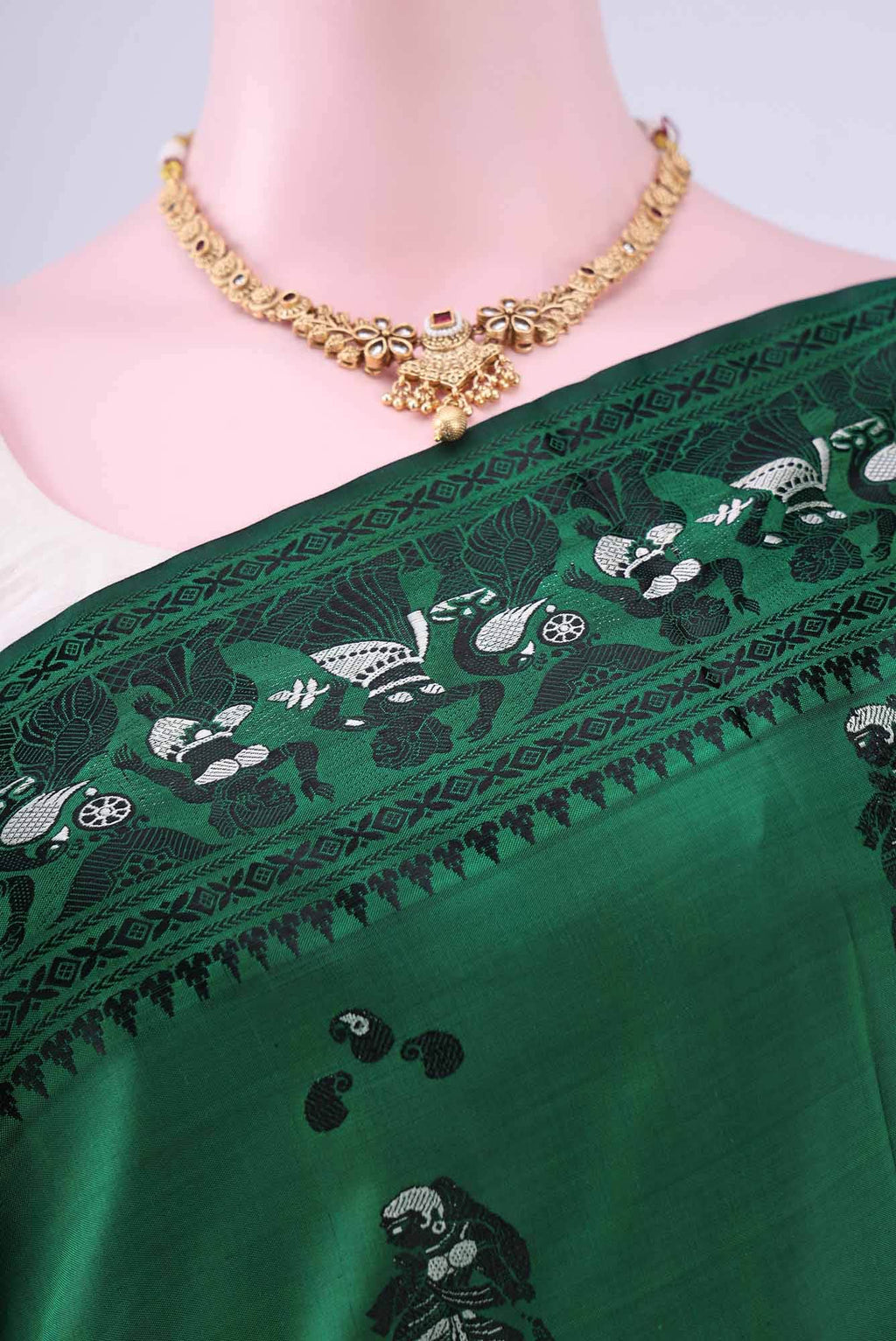 Blue with Green Dual Tone Baluchari Silk Saree