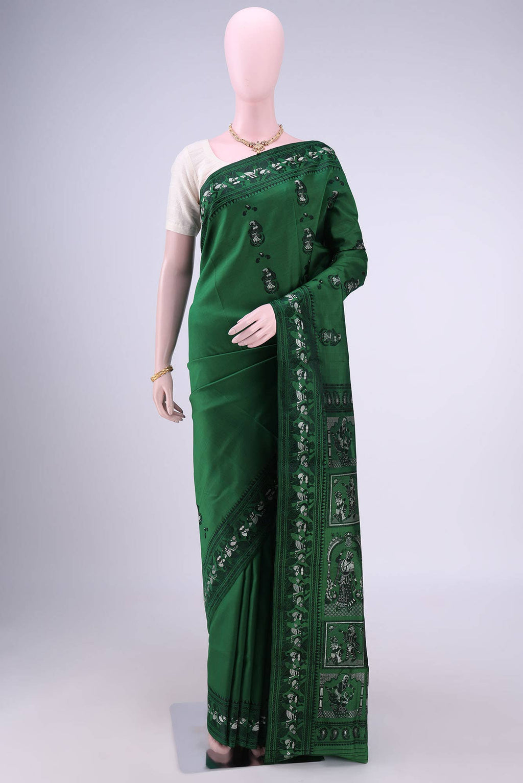 Blue with Green Dual Tone Baluchari Silk Saree