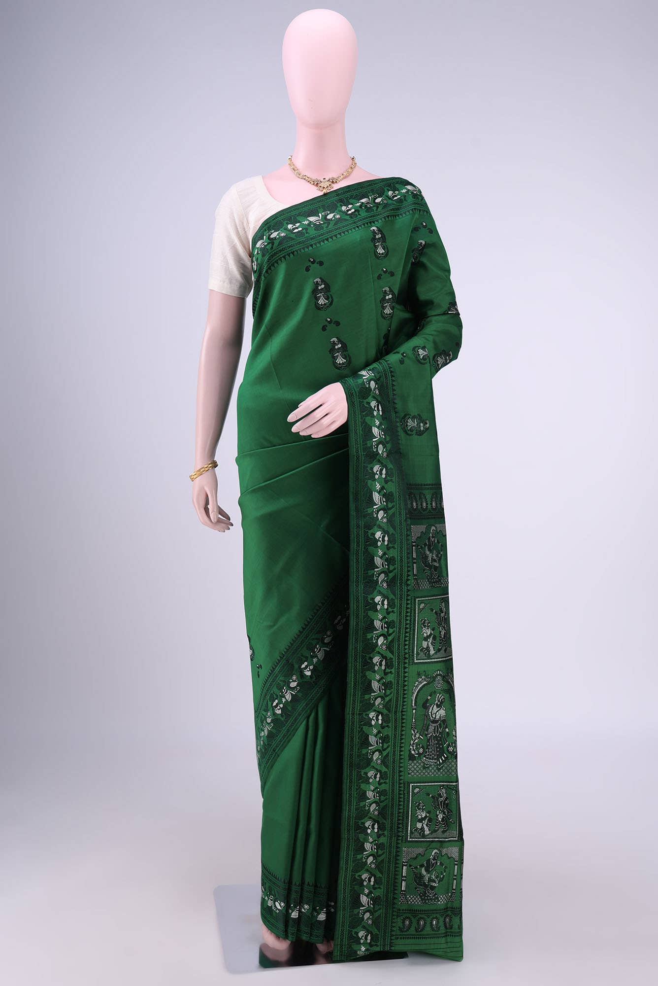 Blue with Green Dual Tone Baluchari Silk Saree