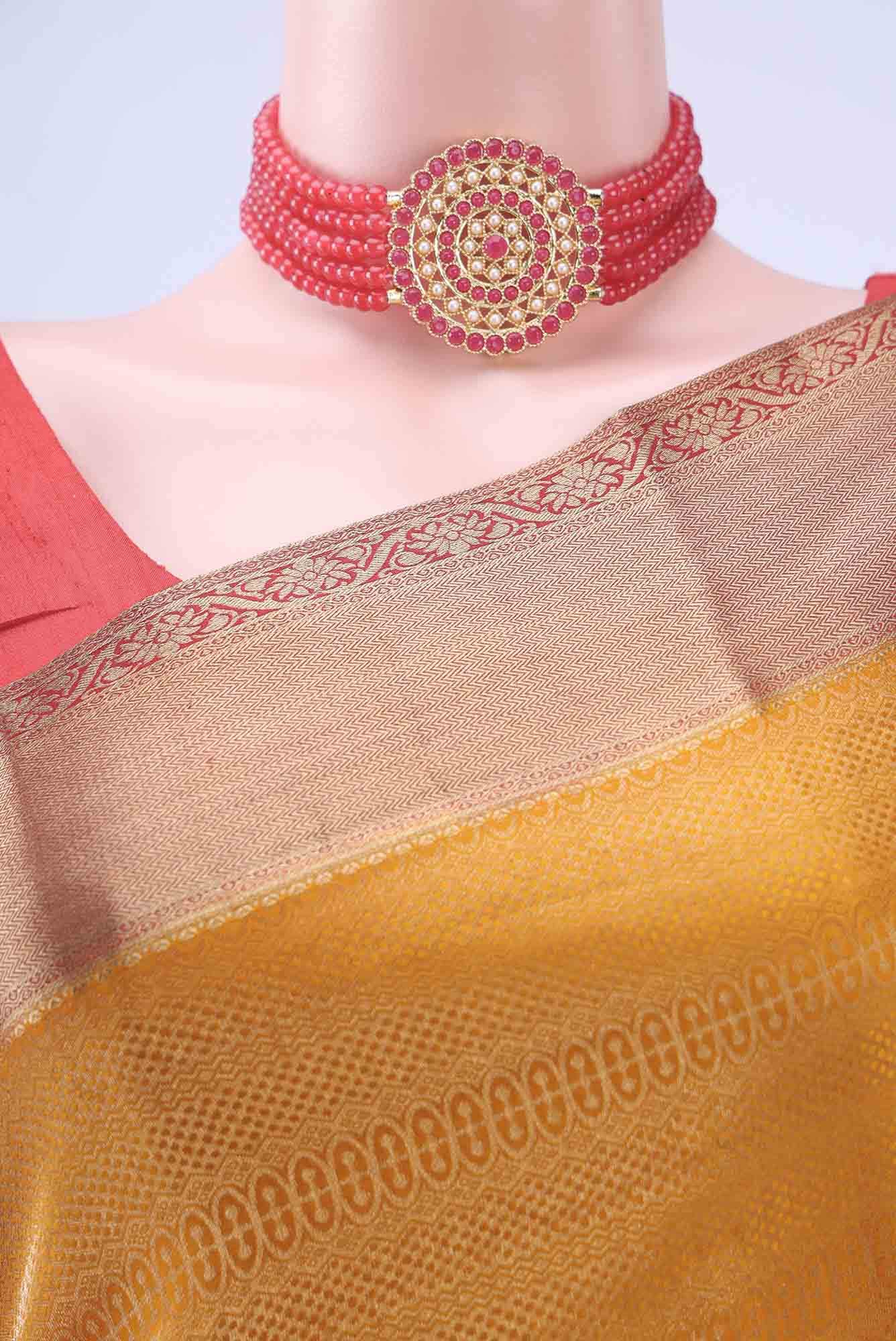 Mustard Mysore Crepe Saree