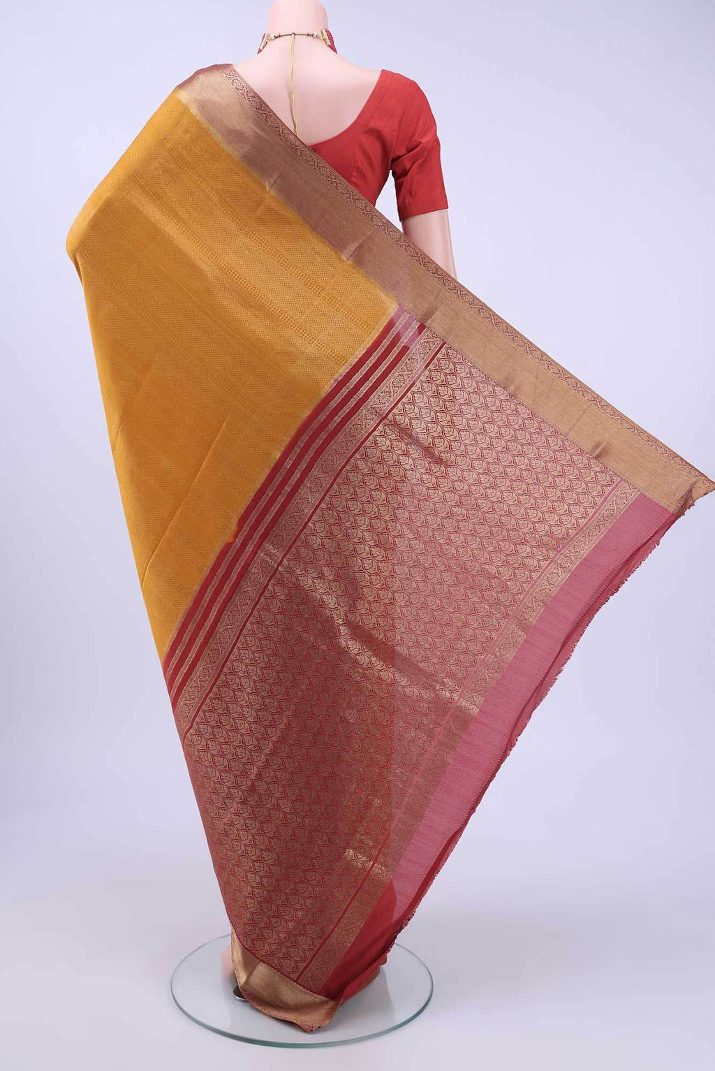 Mustard Mysore Crepe Saree