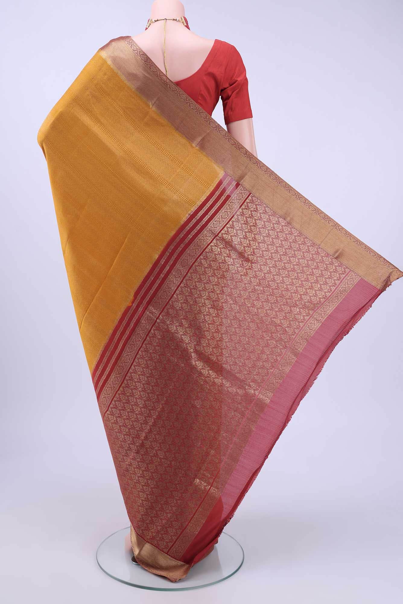 Mustard Mysore Crepe Saree