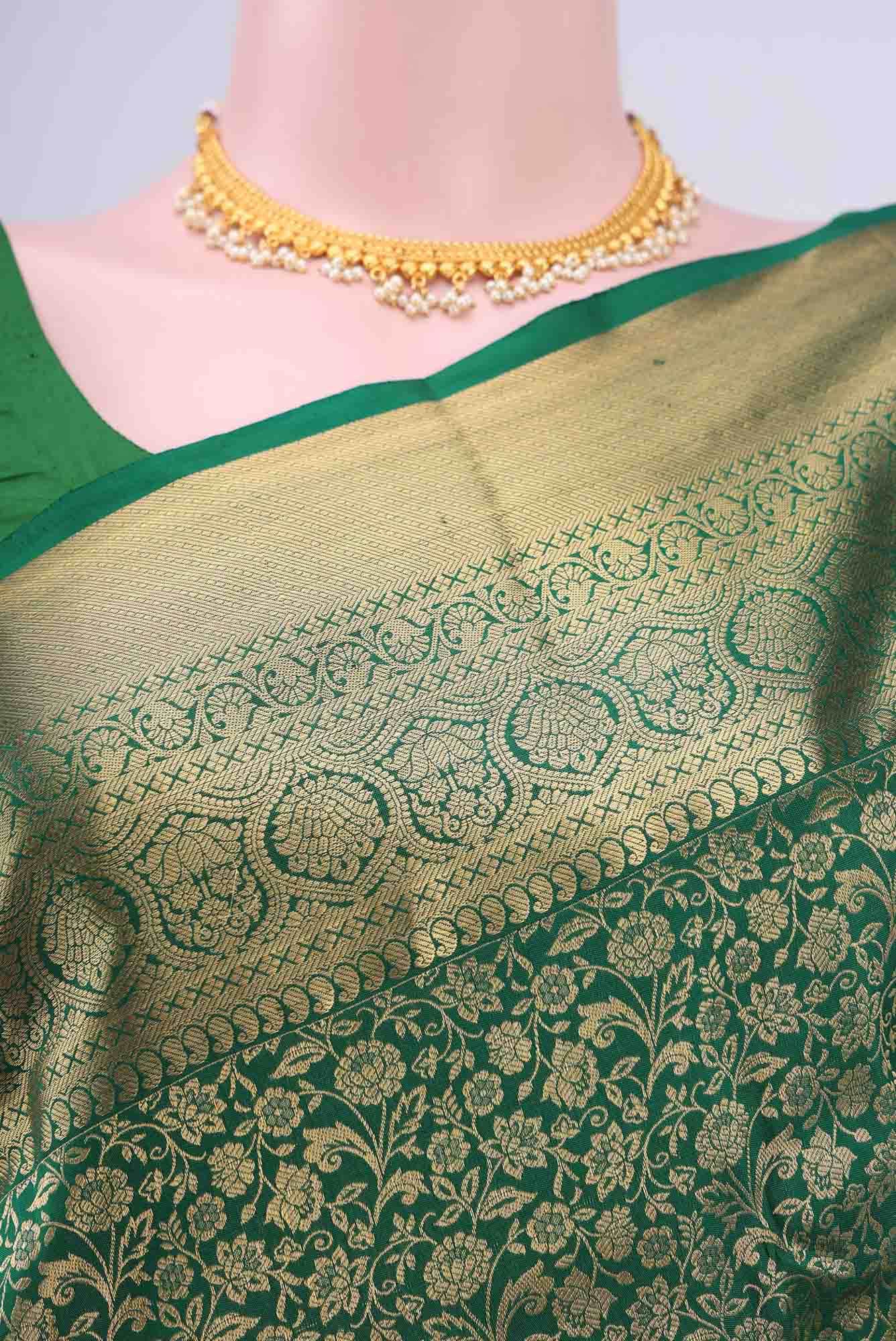 Bottle Green Bangalore Silk Saree