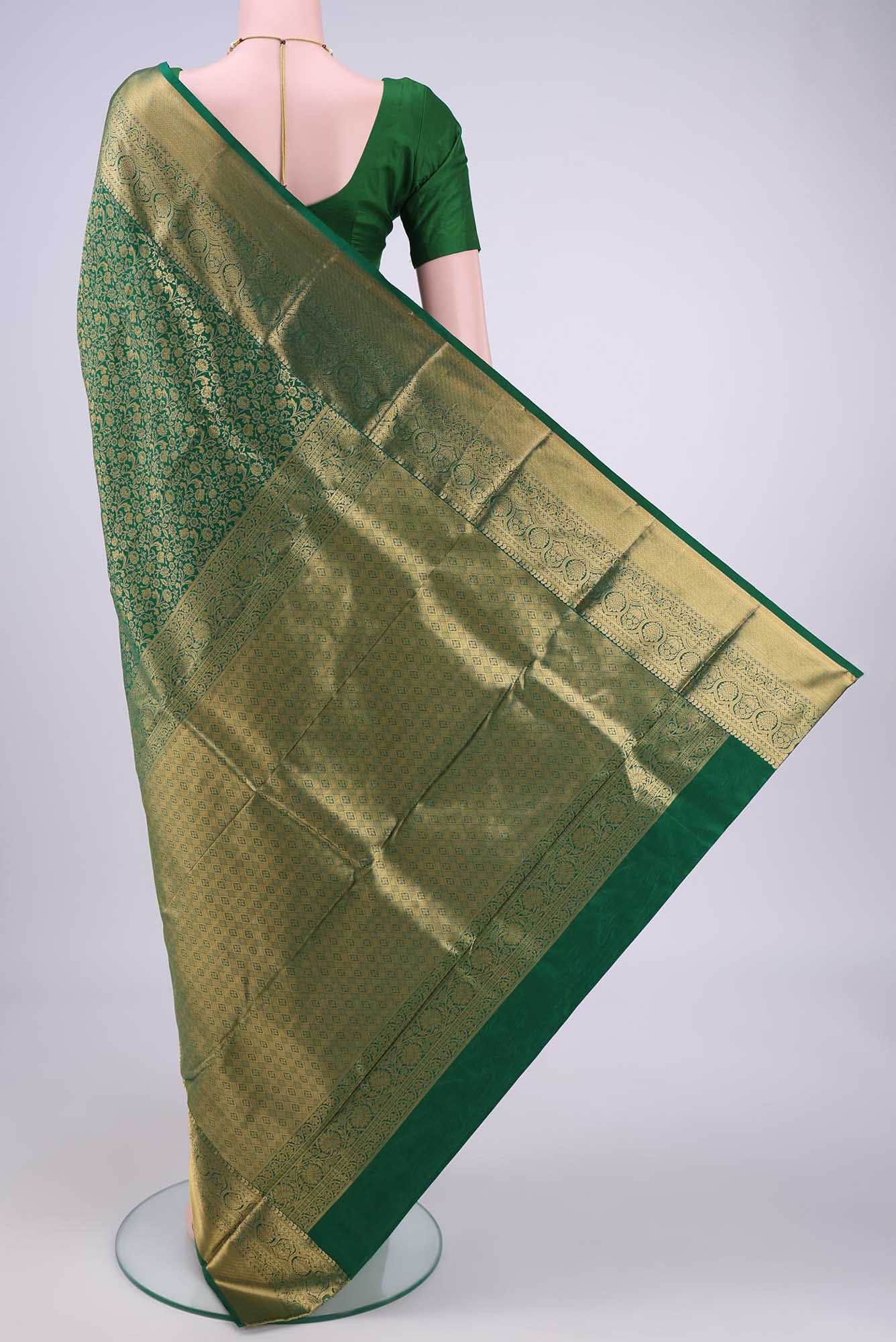 Bottle Green Bangalore Silk Saree