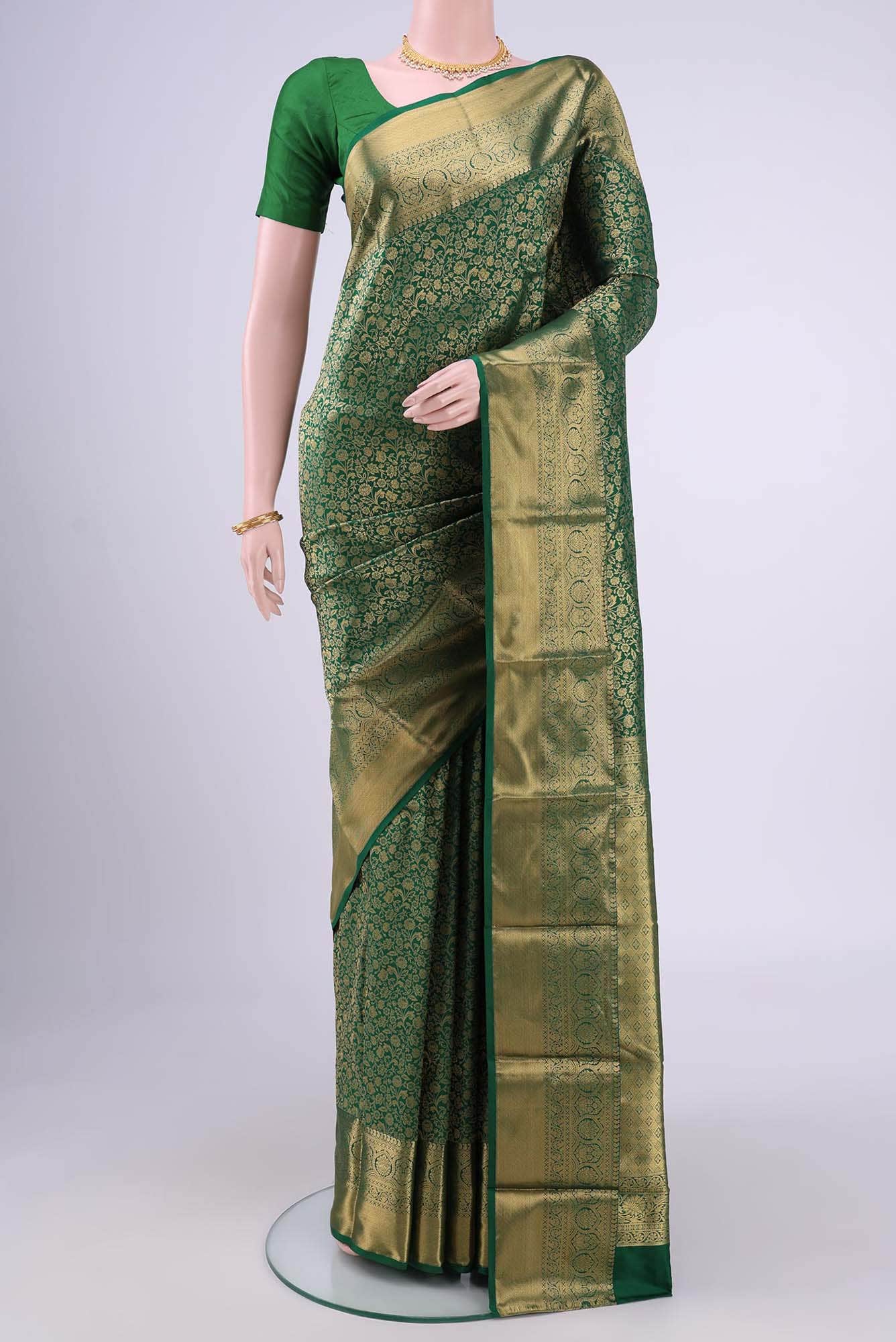 Bottle Green Bangalore Silk Saree