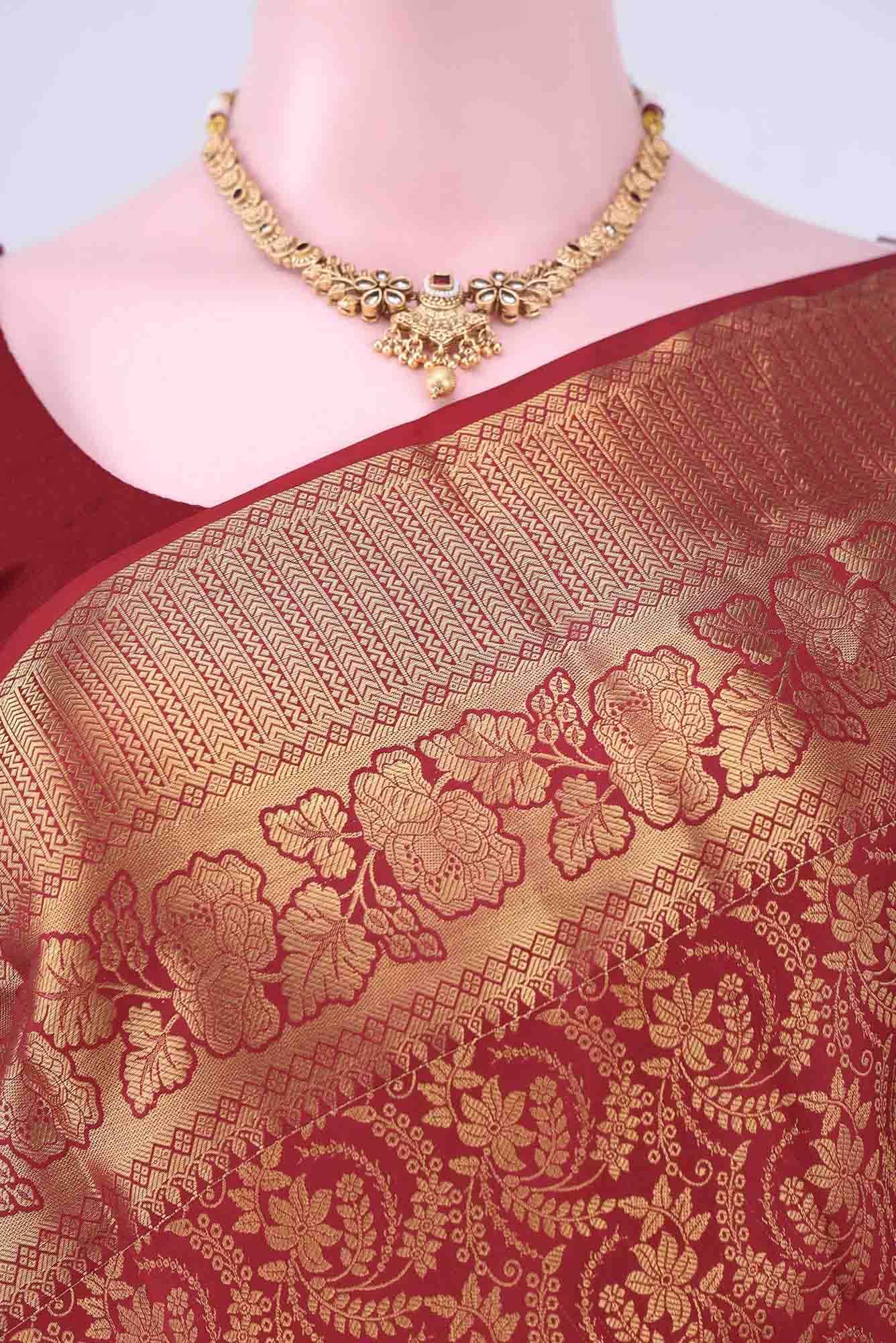 Maroon Bangalore Silk Saree