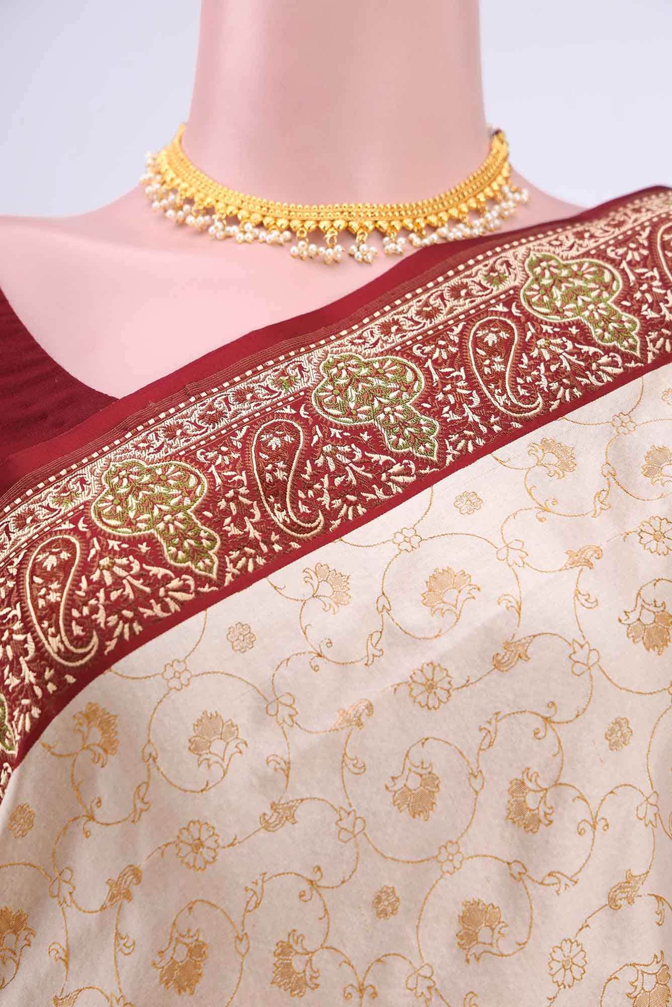 Beige Dual Tone Banarasi Silk Saree