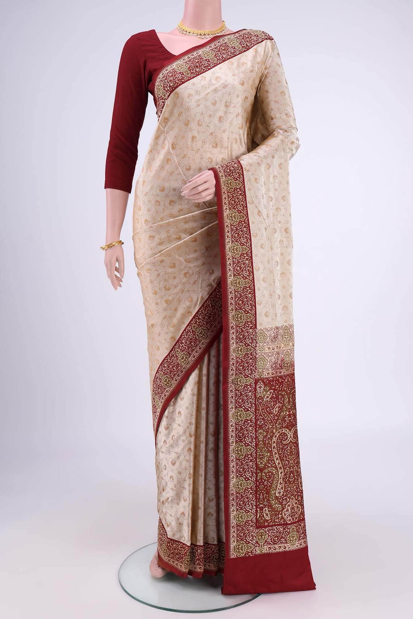 Beige Dual Tone Banarasi Silk Saree