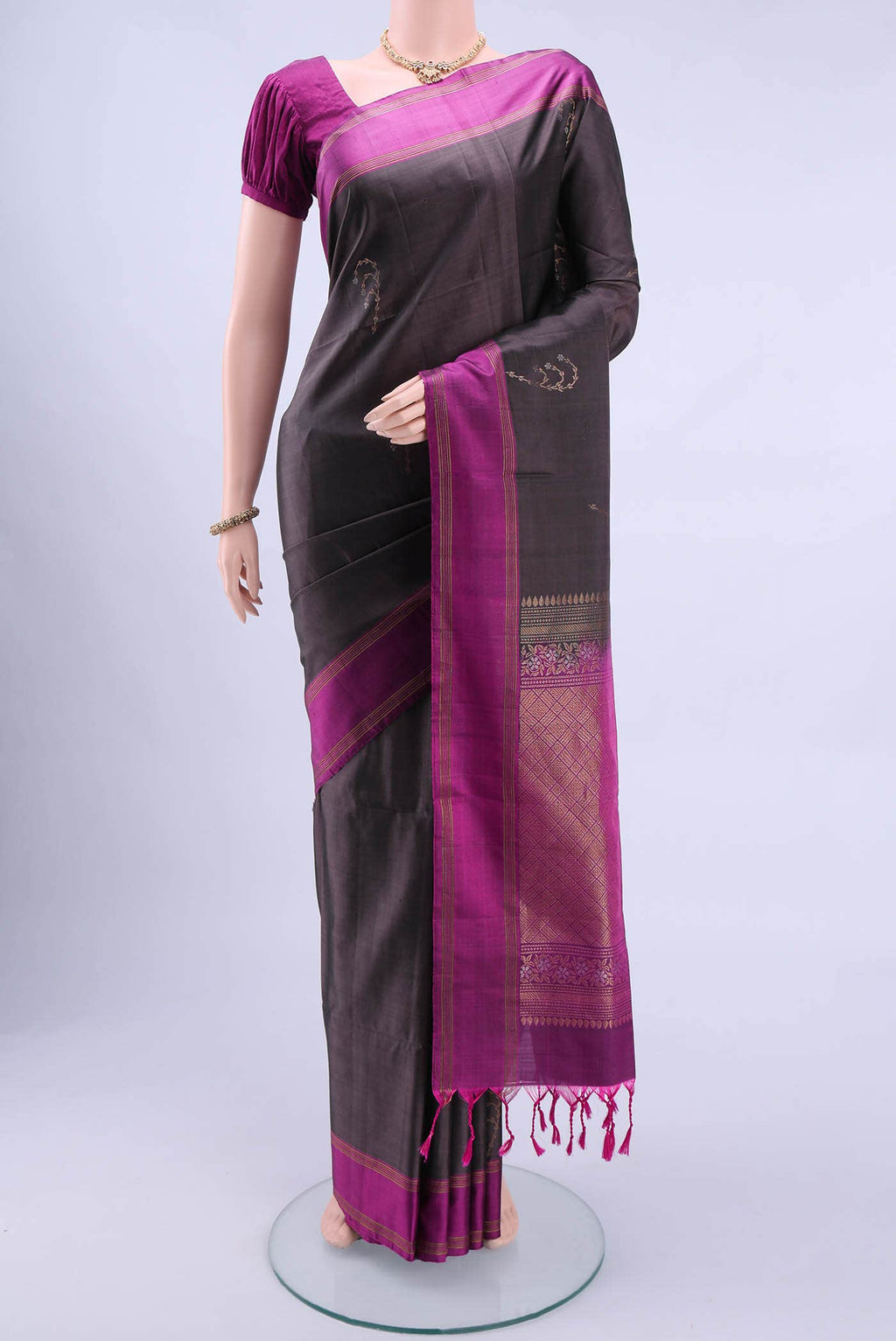 Davys Grey Soft Silk Saree