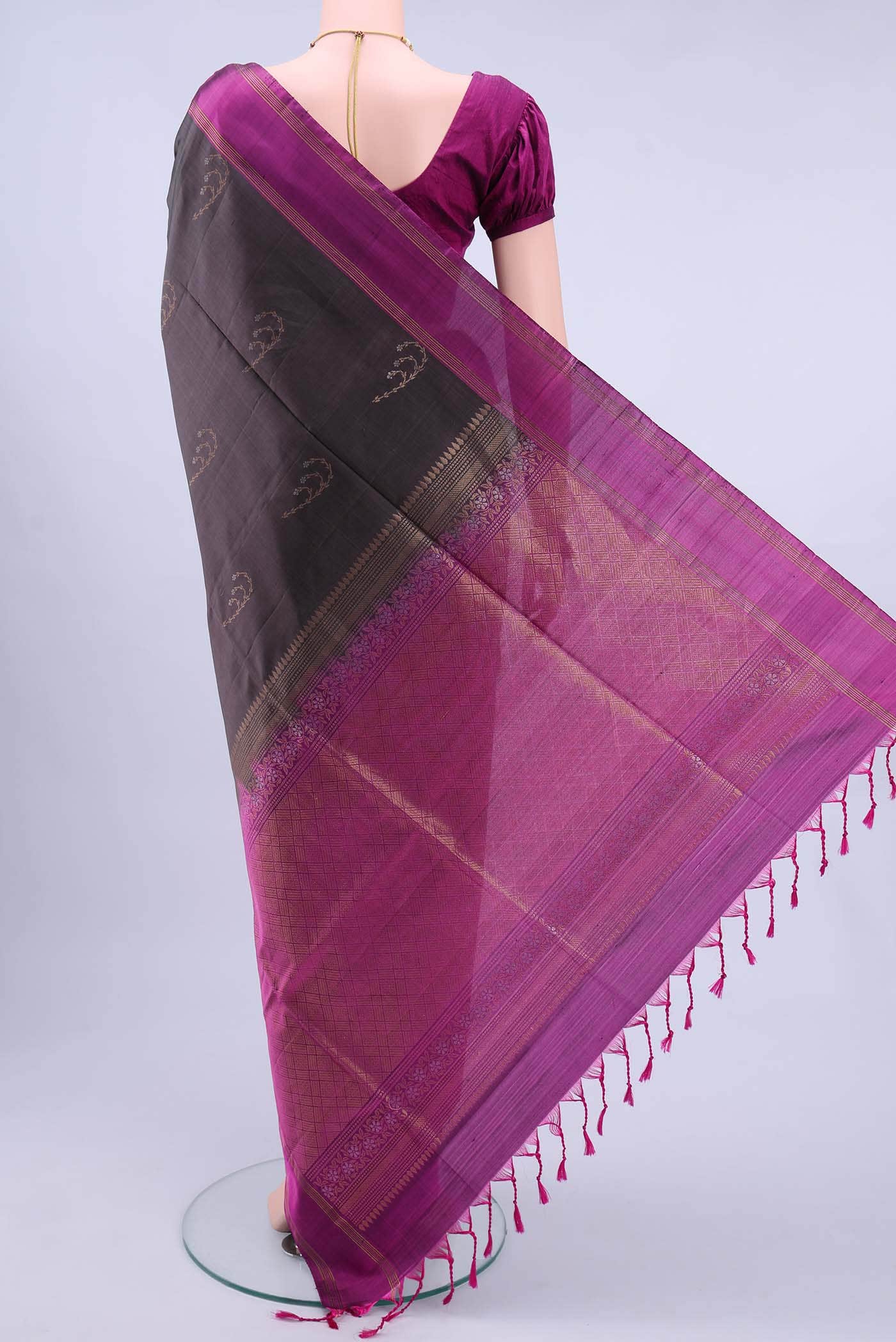 Davys Grey Soft Silk Saree