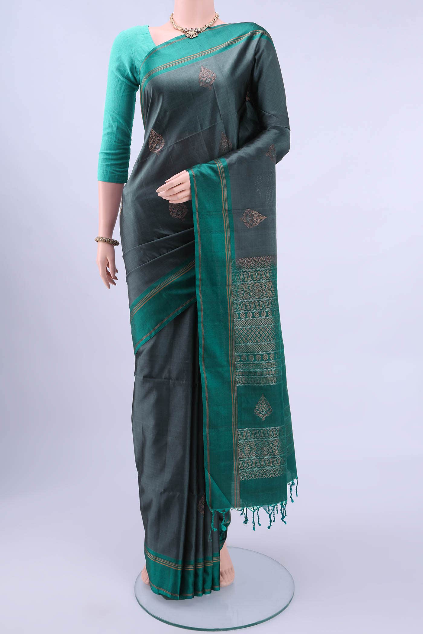 Davys Grey Soft Silk Saree