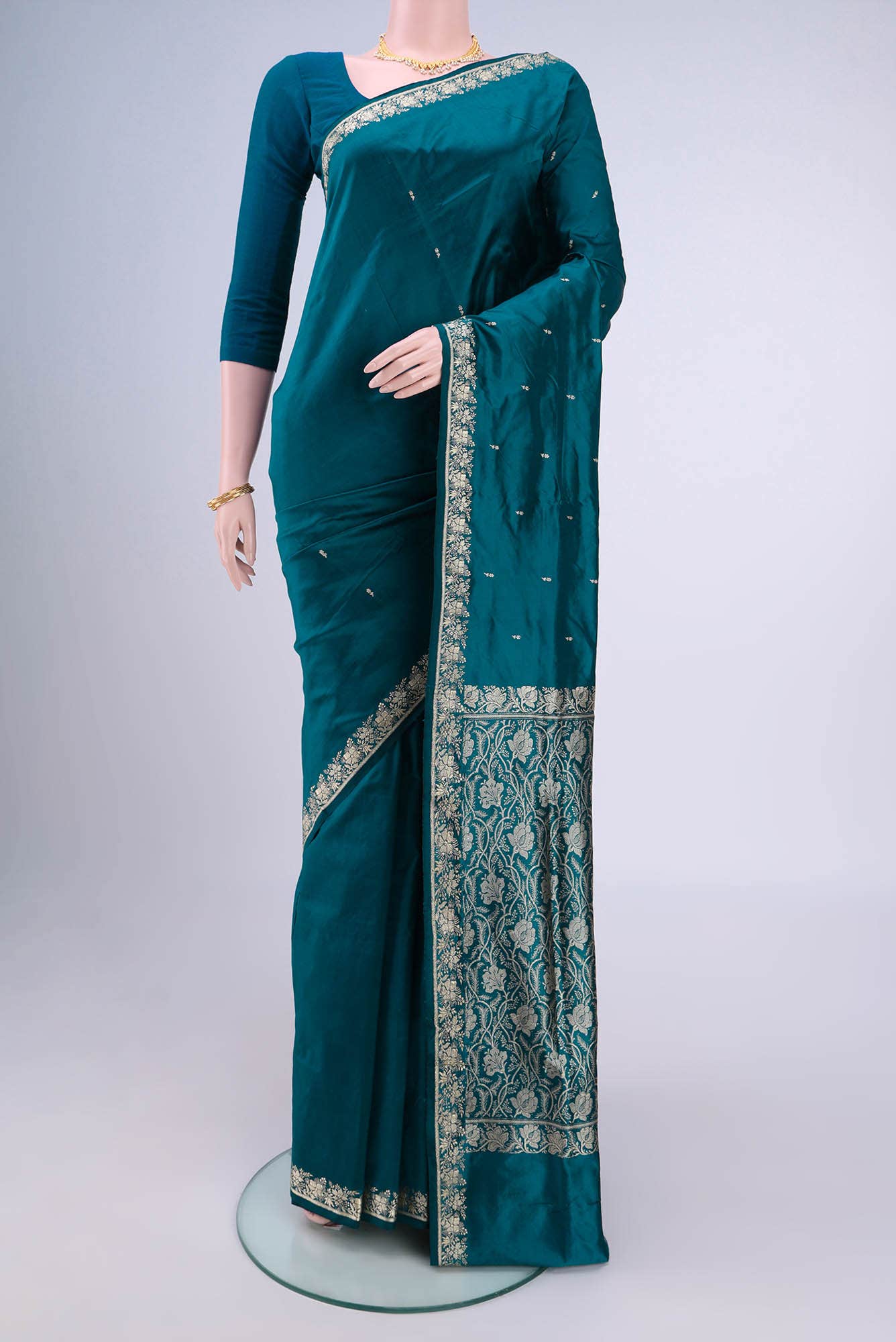 Blue Banarasi Katan Silk Saree